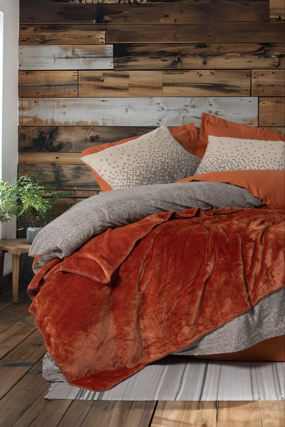 Cotton Box-Oyster Battaniyeli Tek Kişilik Nevresim Takımı Tarçın-Nevresim Takımı-1-Milagron.com