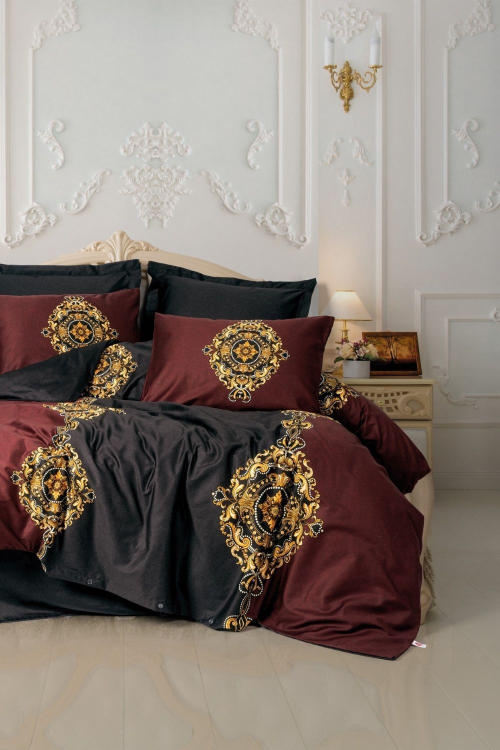 Cotton Box-Palace Saten Çift Kişilik Nevresim Takımı Ebren Antrasit-Nevresim Takımı-1-Milagron.com