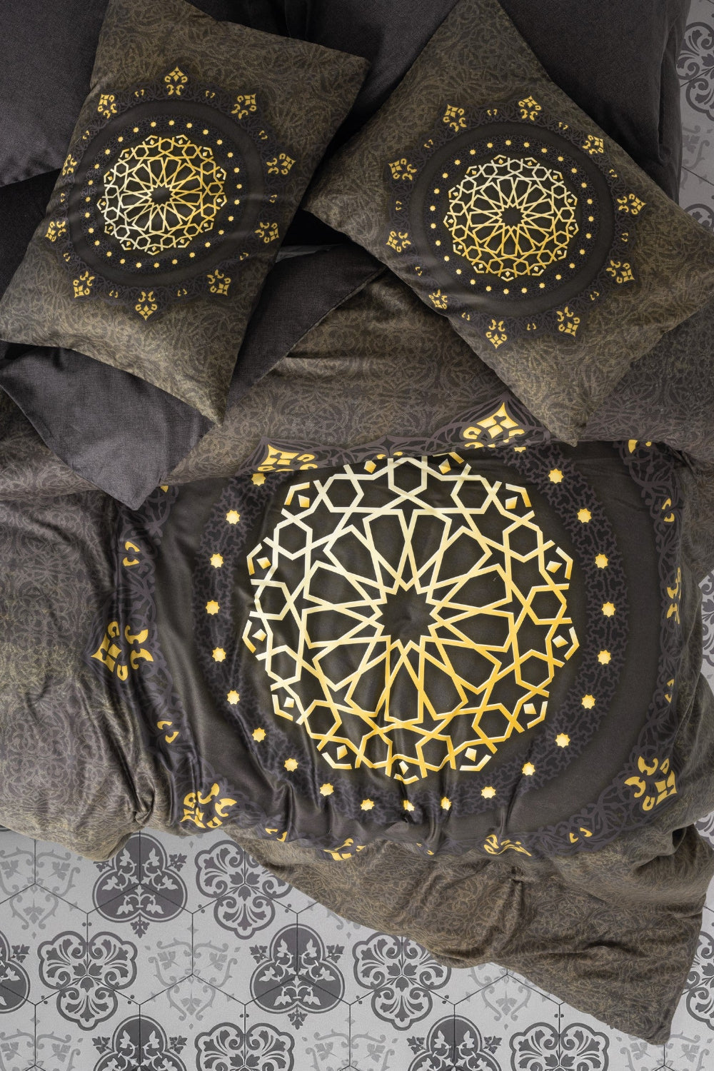 Cotton Box-Palace Saten Çift Kişilik Nevresim Takımı Togay Antrasit-Nevresim Takımı-2-Milagron.com