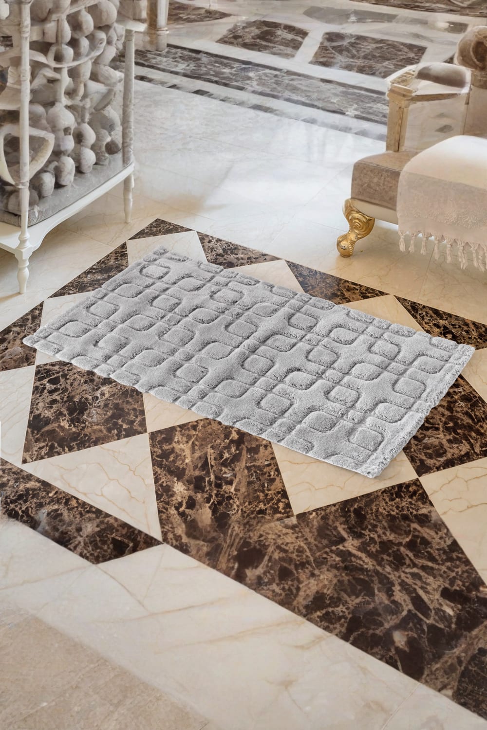 Cotton Box-Pamuklu Paspas Fila Açık Gri 60x100-Paspas-1-Milagron.com