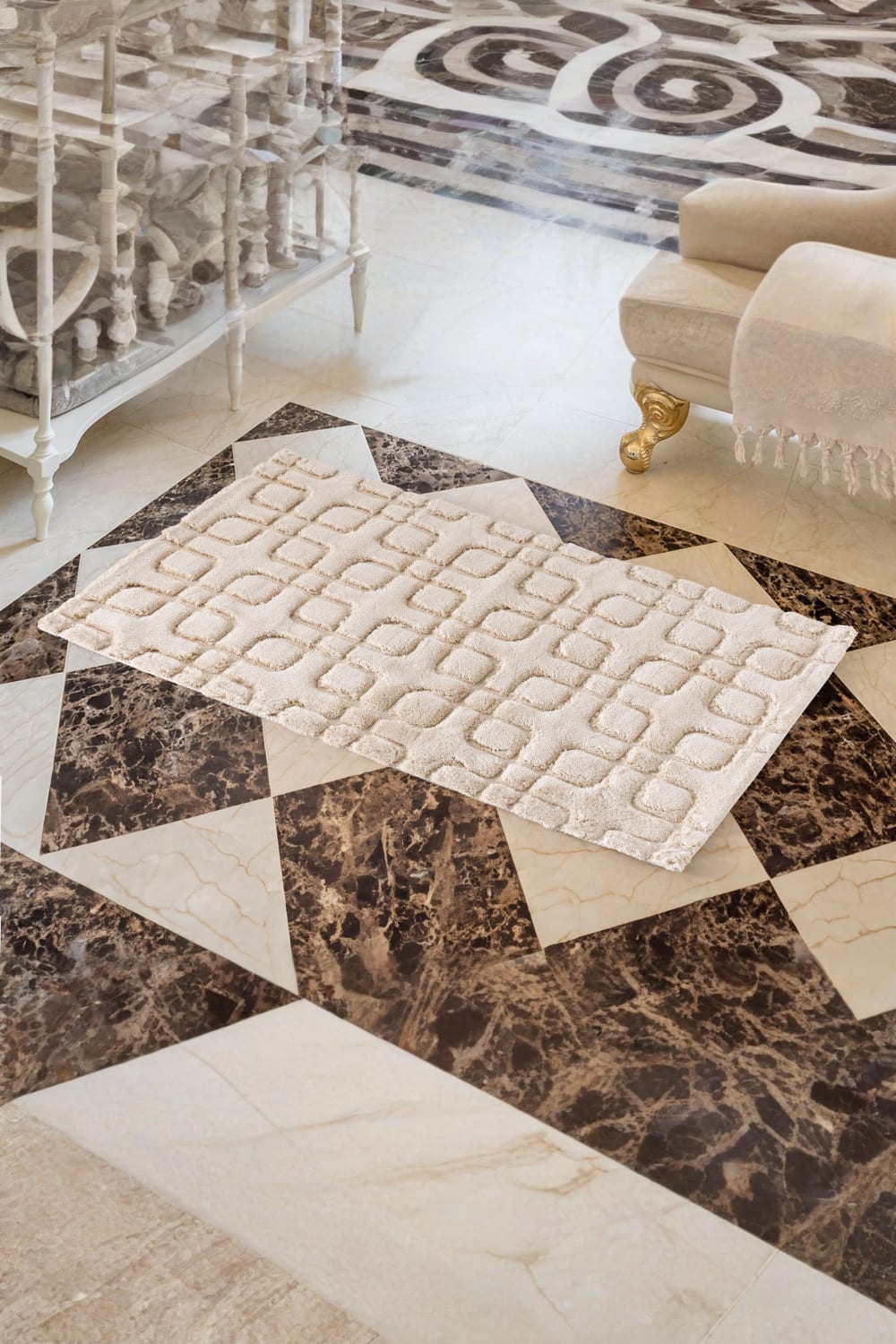 Cotton Box-Pamuklu Paspas Fila Bej 60x100-Paspas-1-Milagron.com