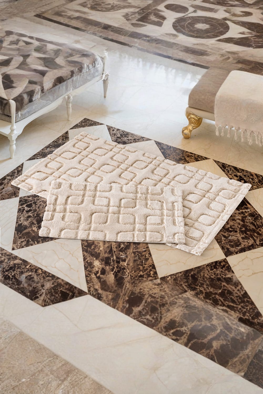 Cotton Box-Pamuklu Paspas Seti Fila Bej 60x100+40x60-Paspas-1-Milagron.com