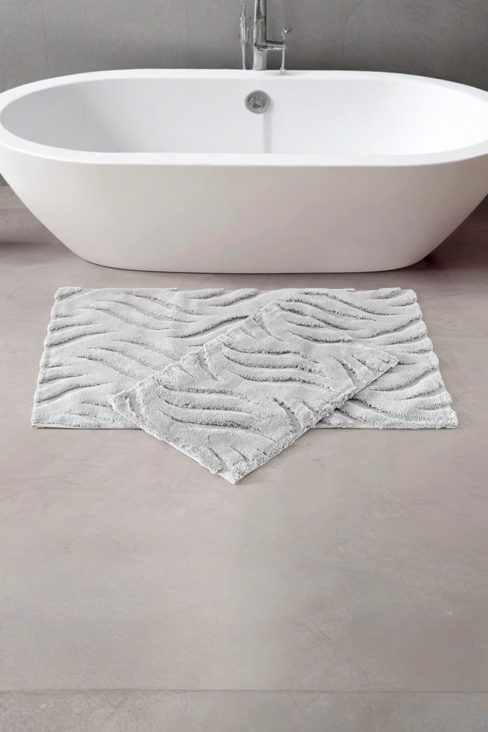 Cotton Box-Pamuklu Paspas Seti Skay Açık Gri 60x100+40x60-Paspas-1-Milagron.com