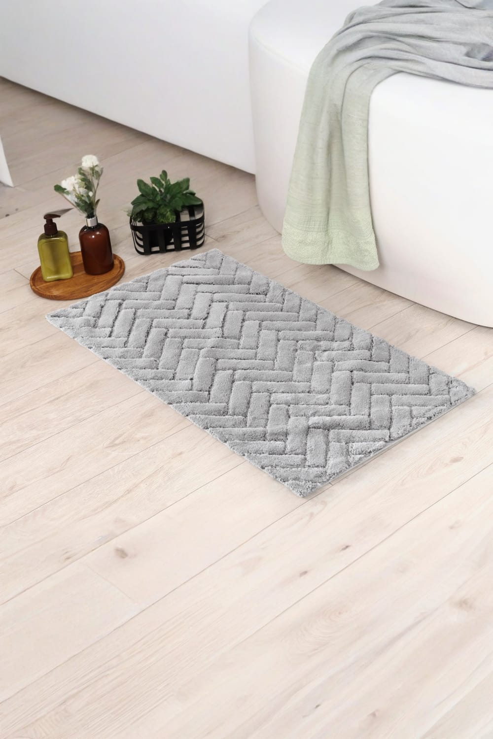 Cotton Box-Pamuklu Paspas Zibby Açık Gri 60x100-Paspas-1-Milagron.com