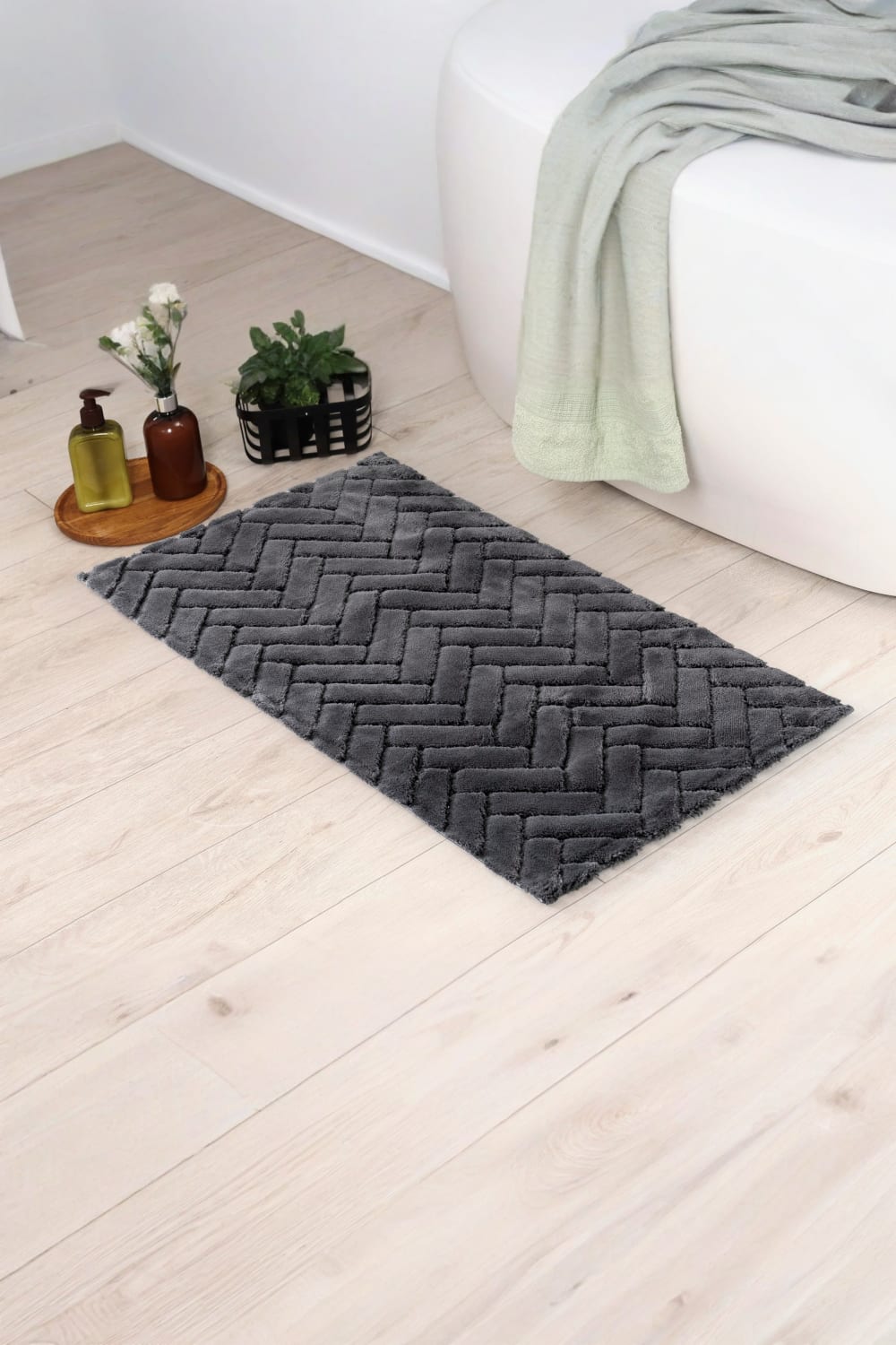 Cotton Box-Pamuklu Paspas Zibby Koyu Gri 60x100-Paspas-1-Milagron.com