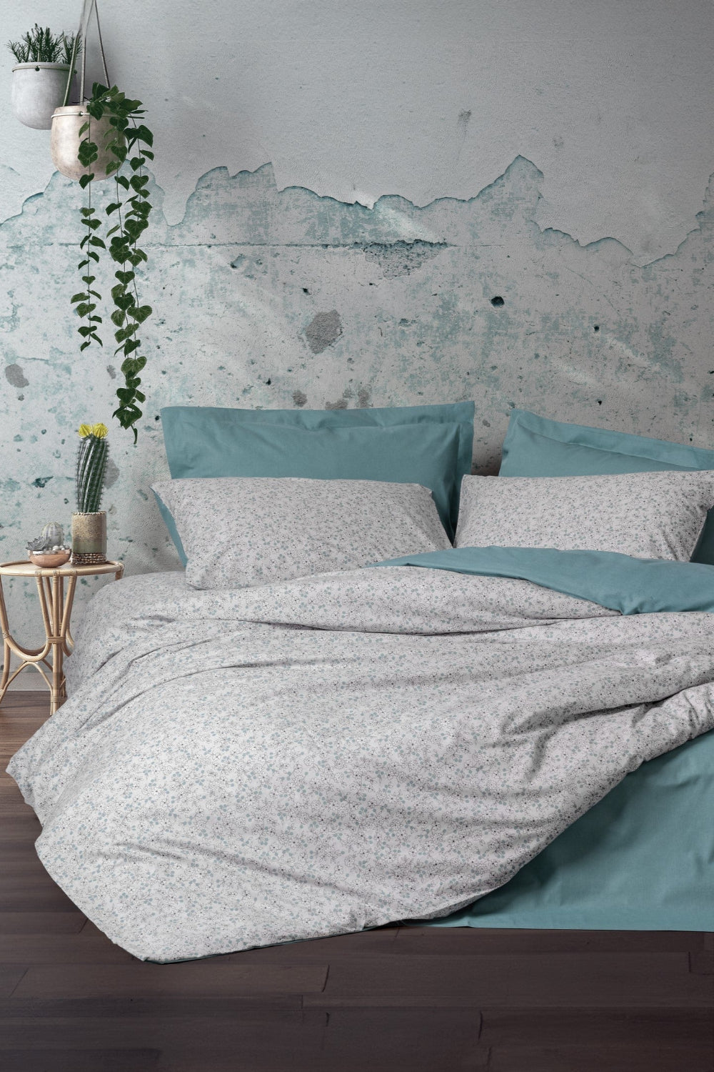 Cotton Box-Petite Çift Kişilik Lastikli Çarşaflı Nevresim Takımı June Mint-Nevresim Takımı-1-Milagron.com