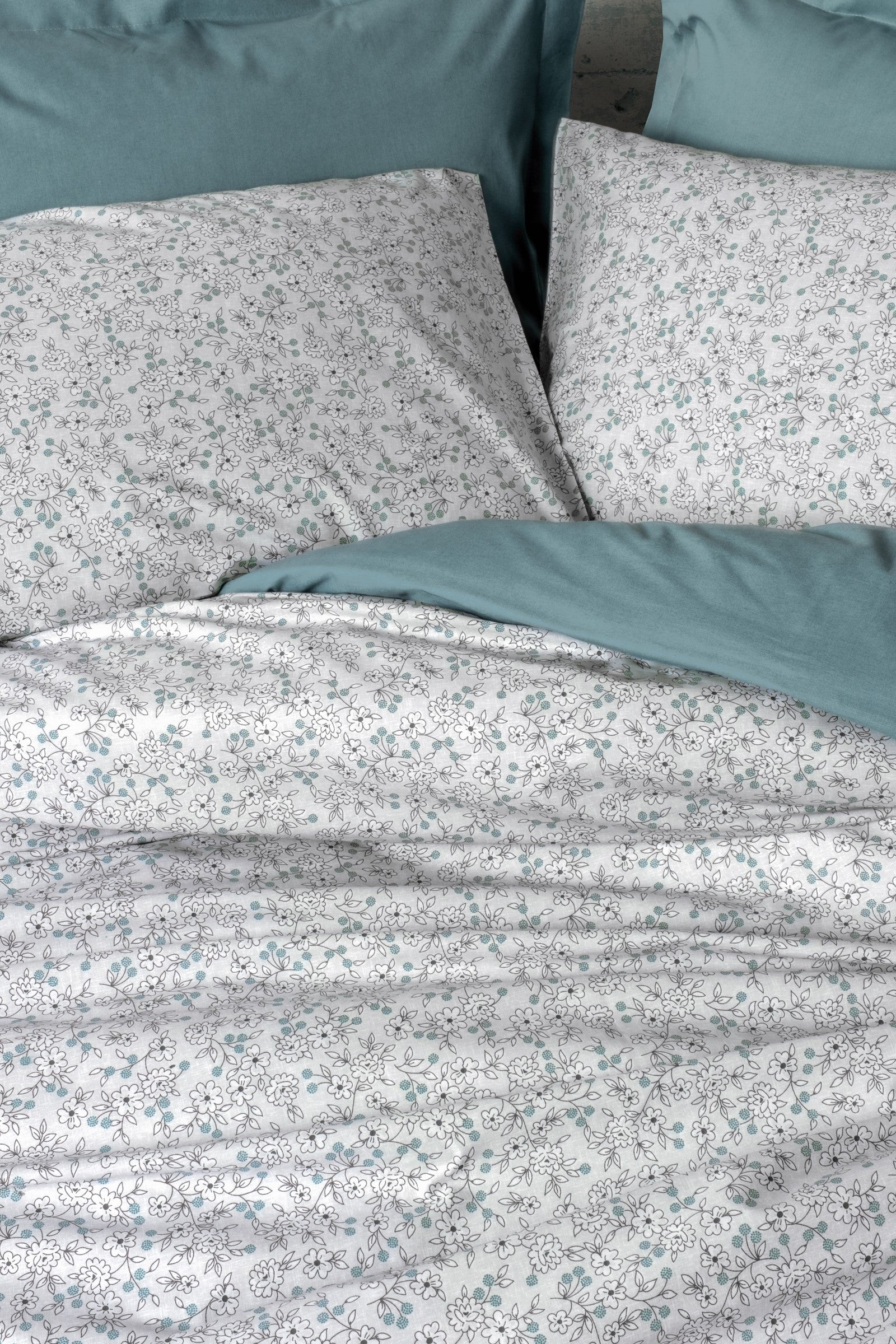 Cotton Box-Petite Çift Kişilik Lastikli Çarşaflı Nevresim Takımı June Mint-Nevresim Takımı-2-Milagron.com