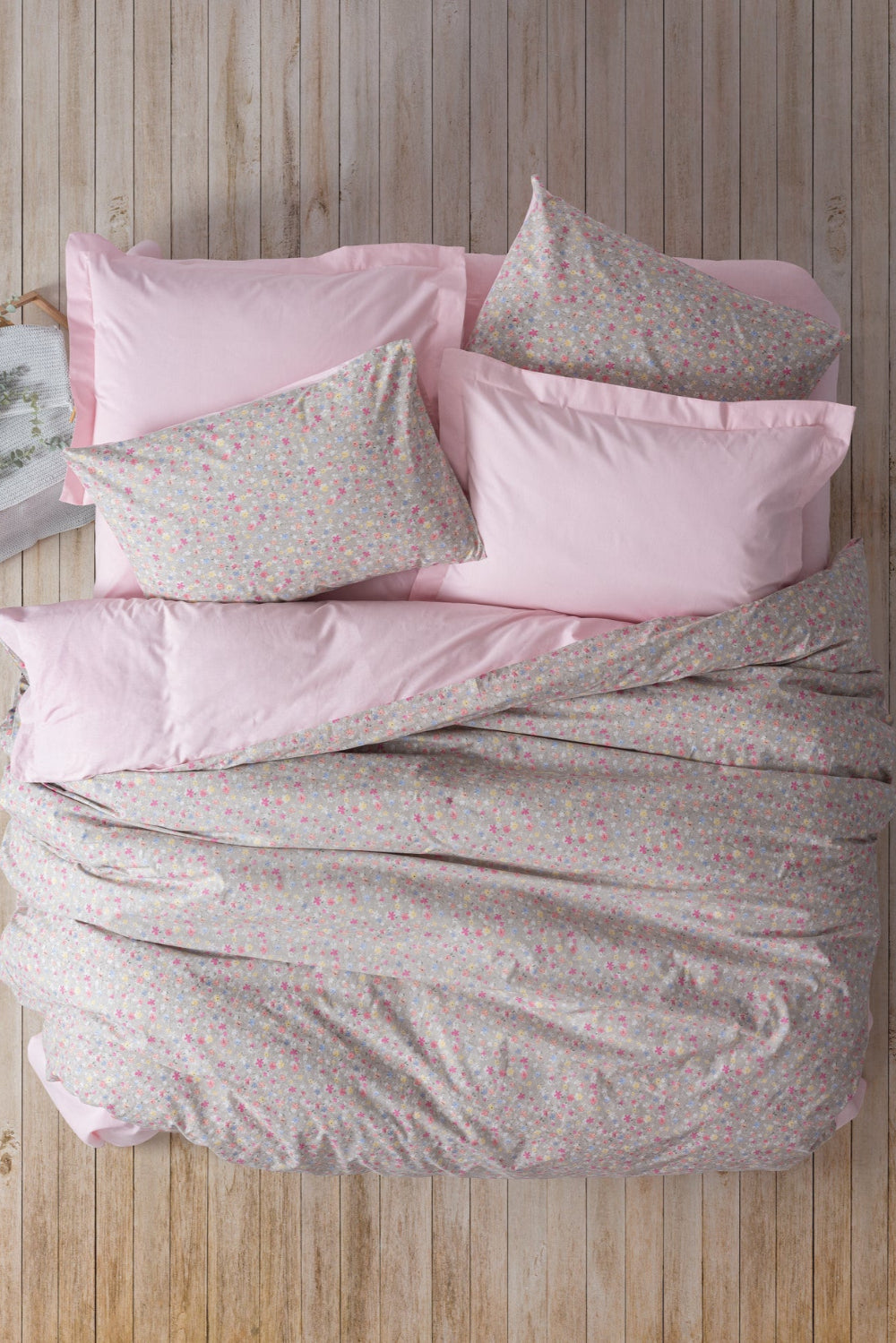 Cotton Box-Petite Çift Kişilik Lastikli Çarşaflı Nevresim Takımı Sihu Pembe-Nevresim Takımı-1-Milagron.com