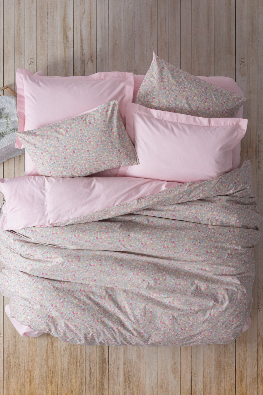 Cotton Box-Cotton Box Petite Tek Kişilik Lastikli çarşaflı Nevresim Takımı Sihu Pembe-Tek Kişilik Nevresim Takımı-1-Milagron.com