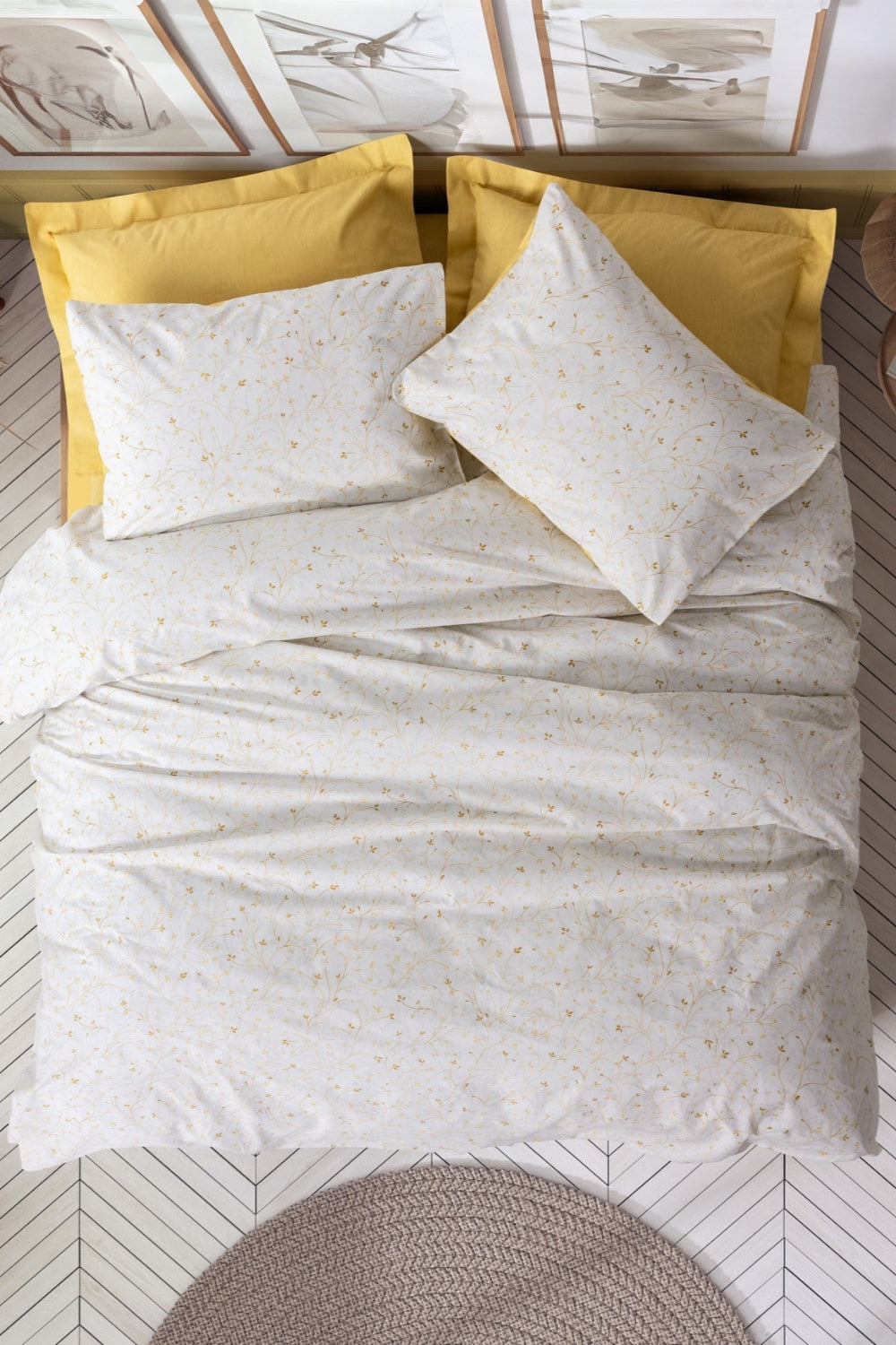 Cotton Box-Cotton Box Petite Tek Kişilik Lastikli çarşaflı Nevresim Takımı Tiny Hardal-Tek Kişilik Nevresim Takımı-1-Milagron.com