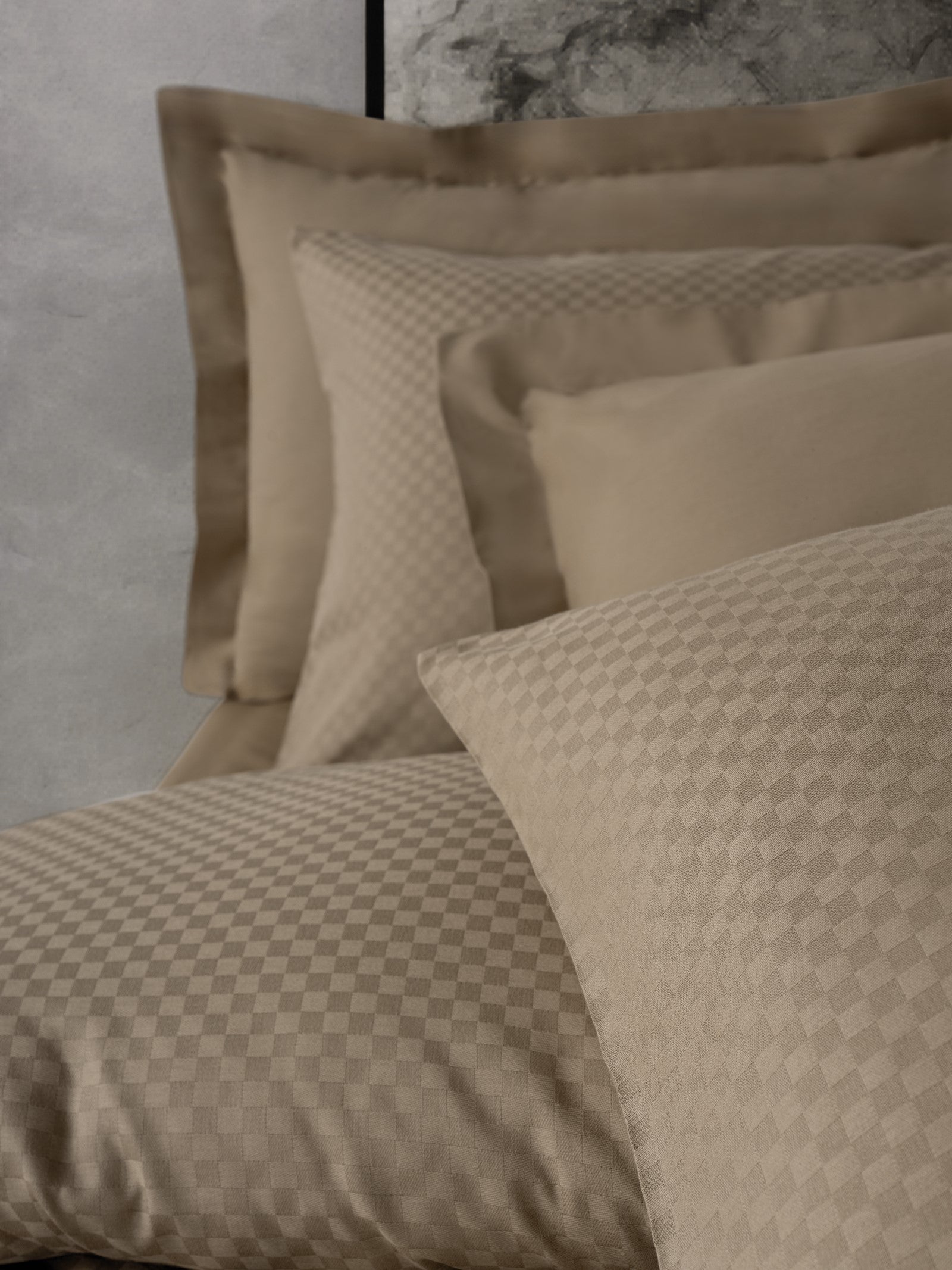 Cotton Box-Plaid Ranforce Çift Kişilik Nevresim Takımı Vizon-Nevresim Takımı-2-Milagron.com