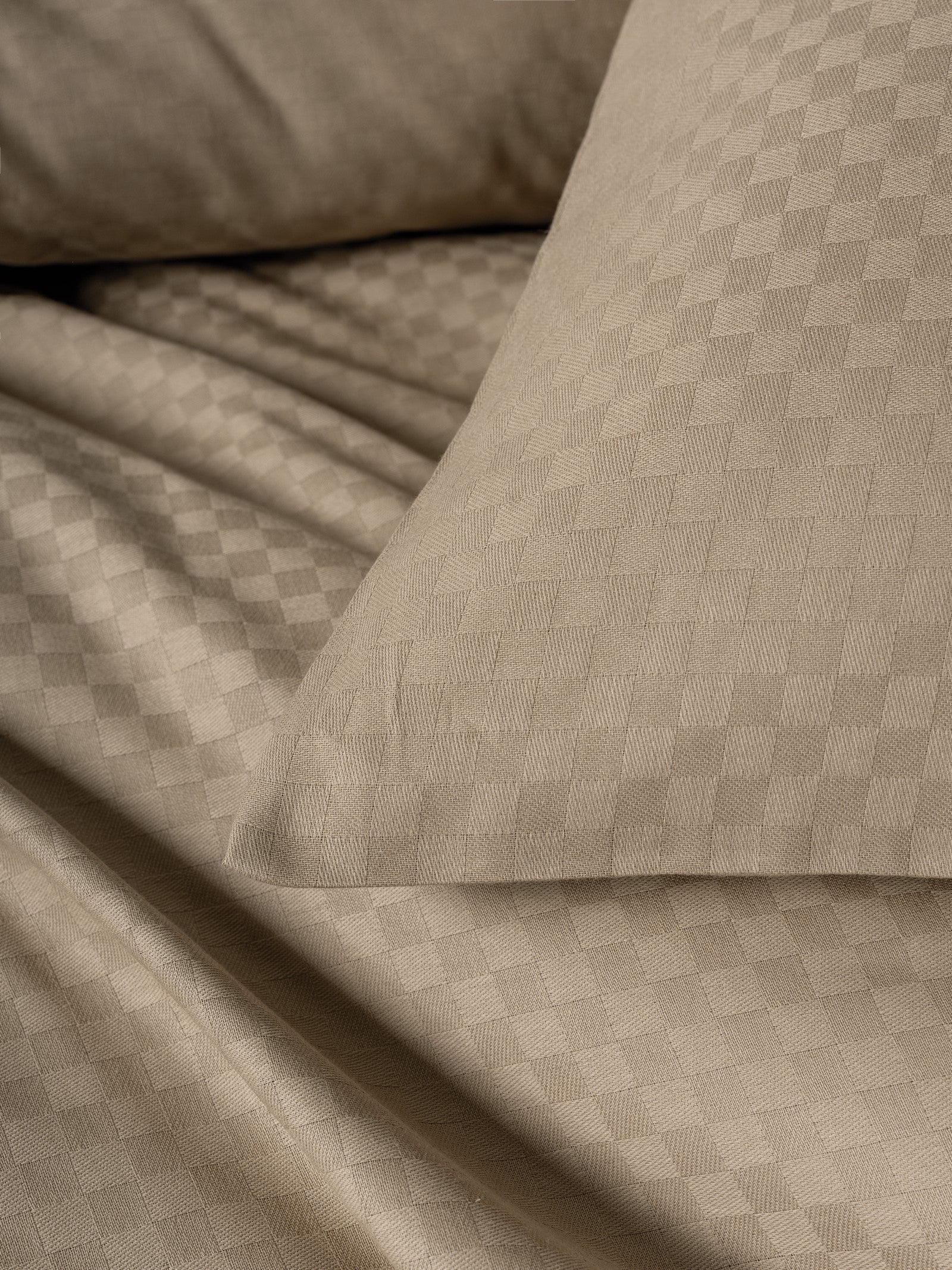 Cotton Box-Plaid Ranforce Çift Kişilik Nevresim Takımı Vizon-Nevresim Takımı-4-Milagron.com