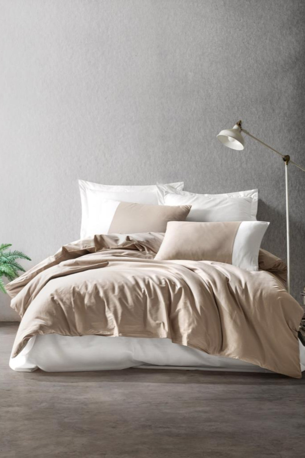 Cotton Box-Plain Çift Kişilik Nevresim Takımı Vizon Krem-Nevresim Takımı-1-Milagron.com