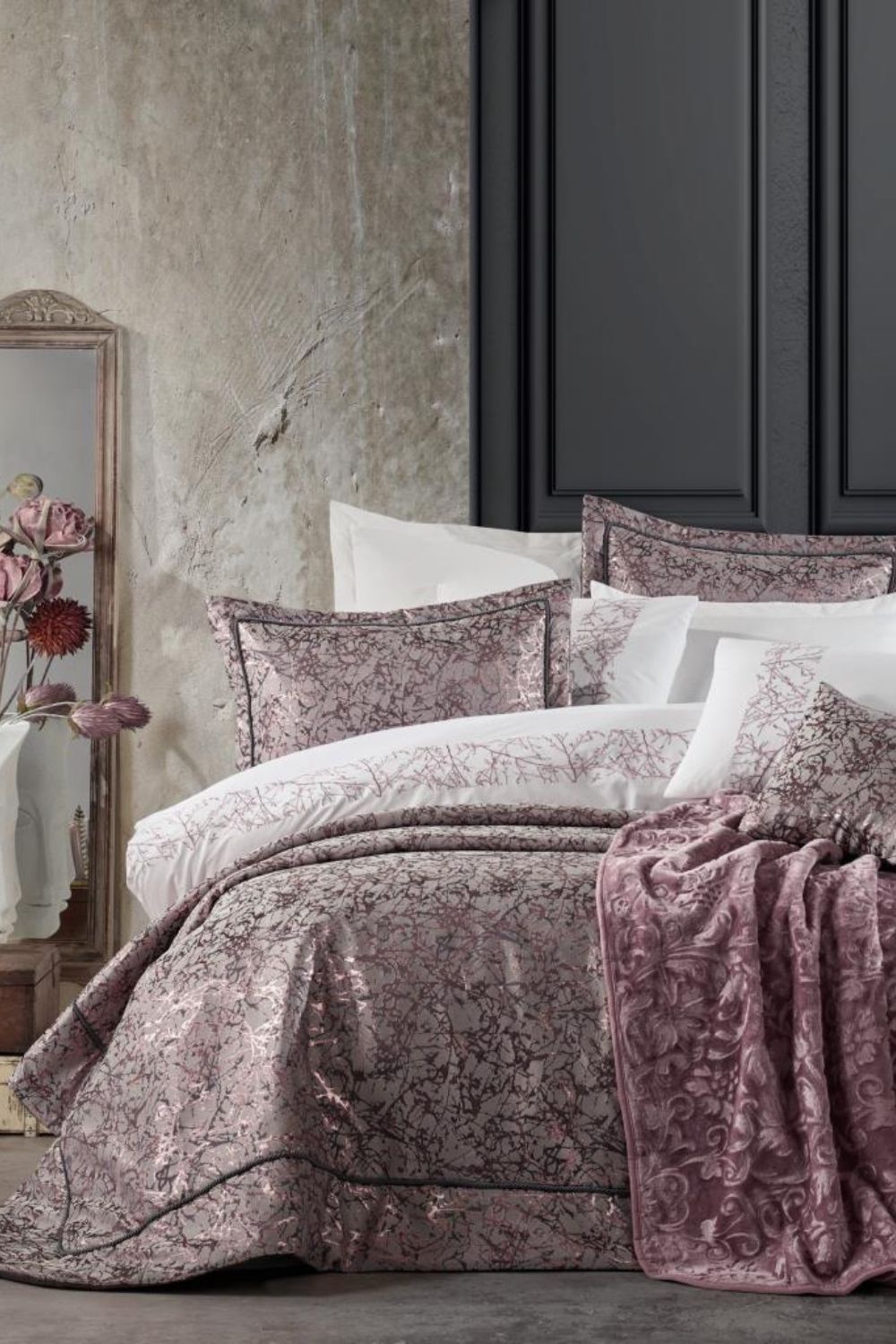 Cotton Box-Platinium Çeyiz Seti Destina Pudra-Nevresim Takımı-1-Milagron.com