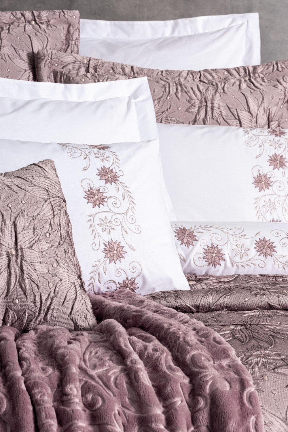 Cotton Box-Platinium Çeyiz Seti Theresa Pudra-Nevresim Takımı-1-Milagron.com