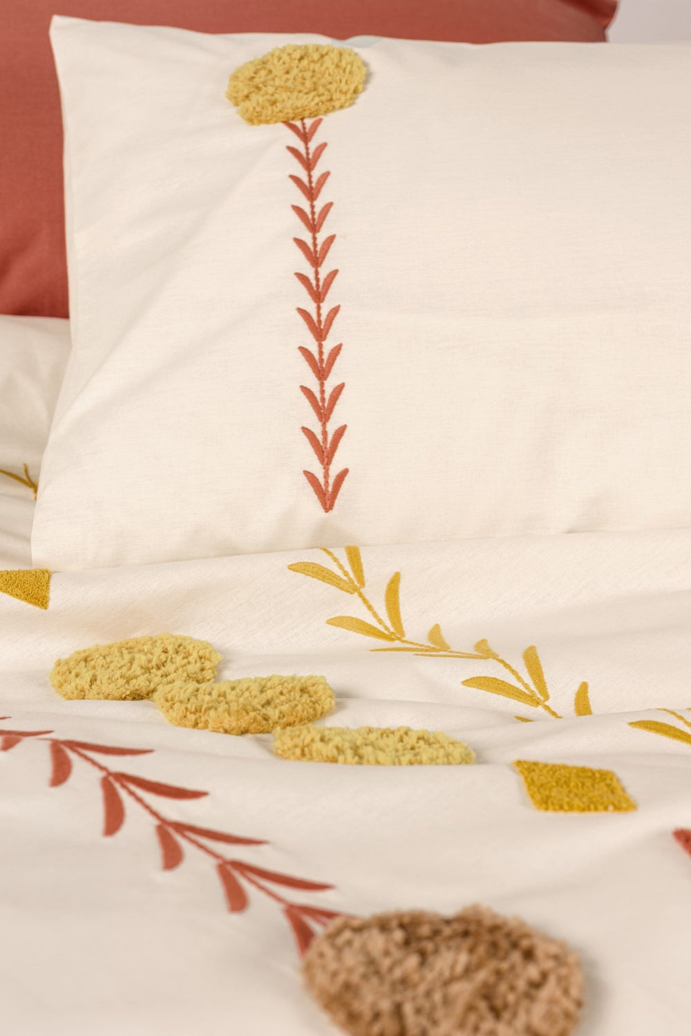 Cotton Box-Cotton Box Puff Nakışlı çift Kişilik Nevresim Takımı Amaris Kiremit-Çift Kişilik Nevresim Takımı-2-Milagron.com