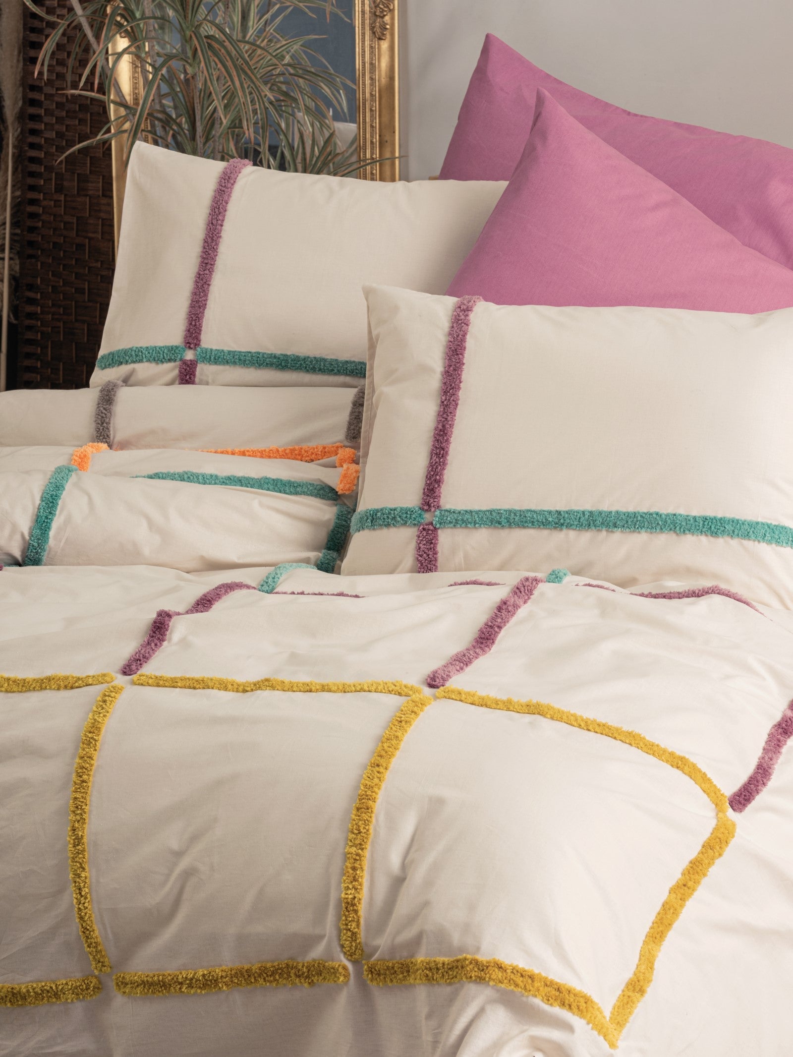 Cotton Box-Puff Nakışlı Çift Kişilik Nevresim Takımı Insula Gül Kurusu-Nevresim Takımı-2-Milagron.com