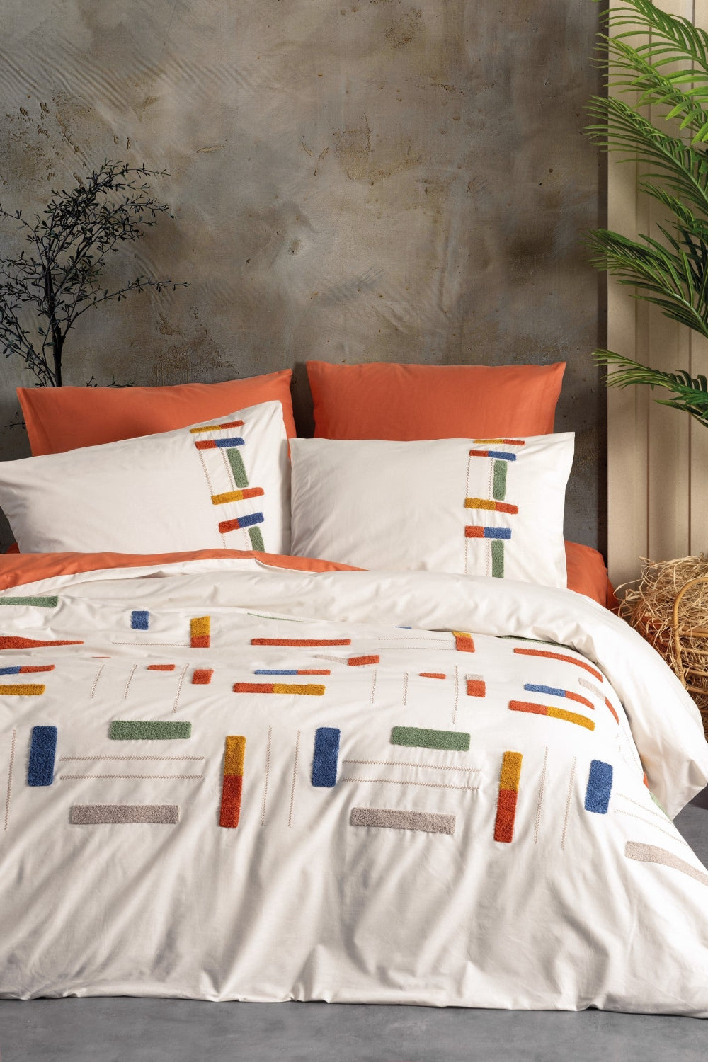 Cotton Box-Cotton Box Puff Nakışlı çift Kişilik Nevresim Takımı Katy Tarçın-Çift Kişilik Nevresim Takımı-1-Milagron.com