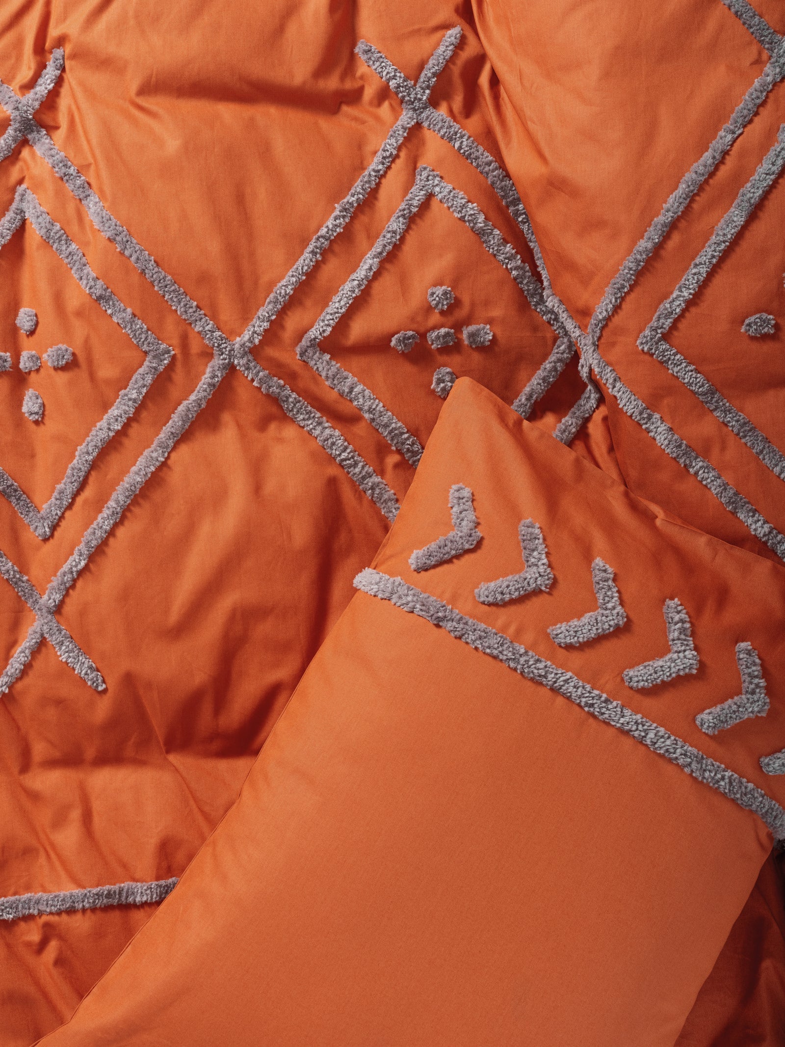 Cotton Box-Puff Nakışlı Çift Kişilik Nevresim Takımı Liya Kiremit Bej-Nevresim Takımı-3-Milagron.com