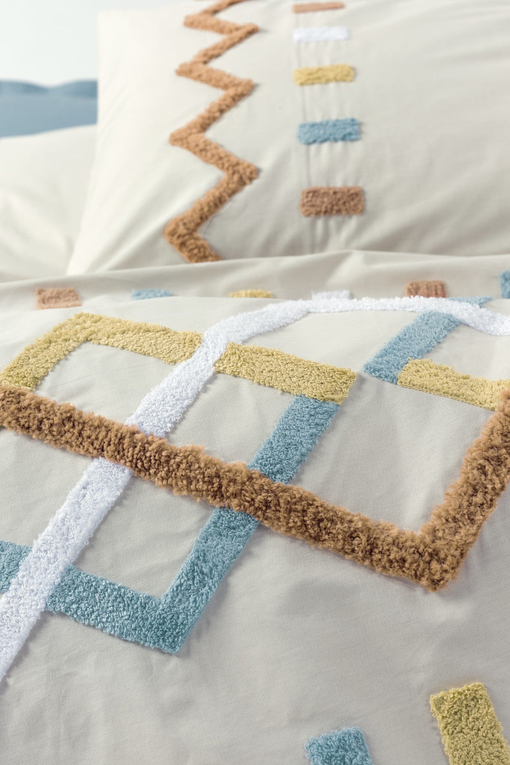 Cotton Box-Puff Nakışlı Çift Kişilik Nevresim Takımı Mellow Mint-Nevresim Takımı-2-Milagron.com