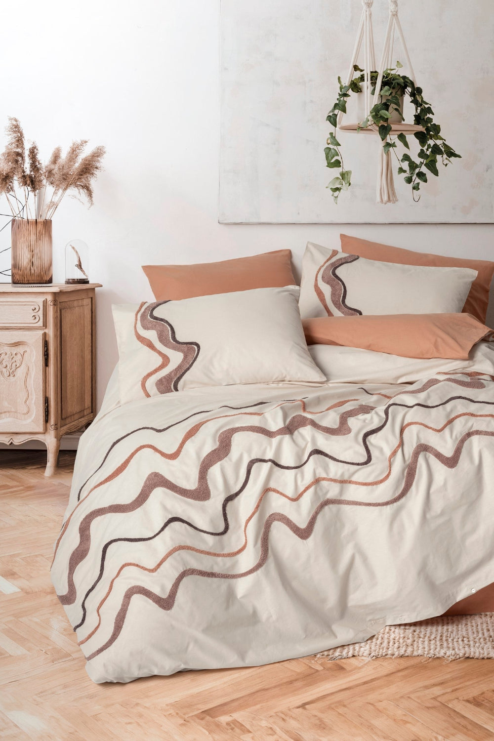 Cotton Box-Cotton Box Puff Nakışlı çift Kişilik Nevresim Takımı Molende Karamel-Çift Kişilik Nevresim Takımı-1-Milagron.com