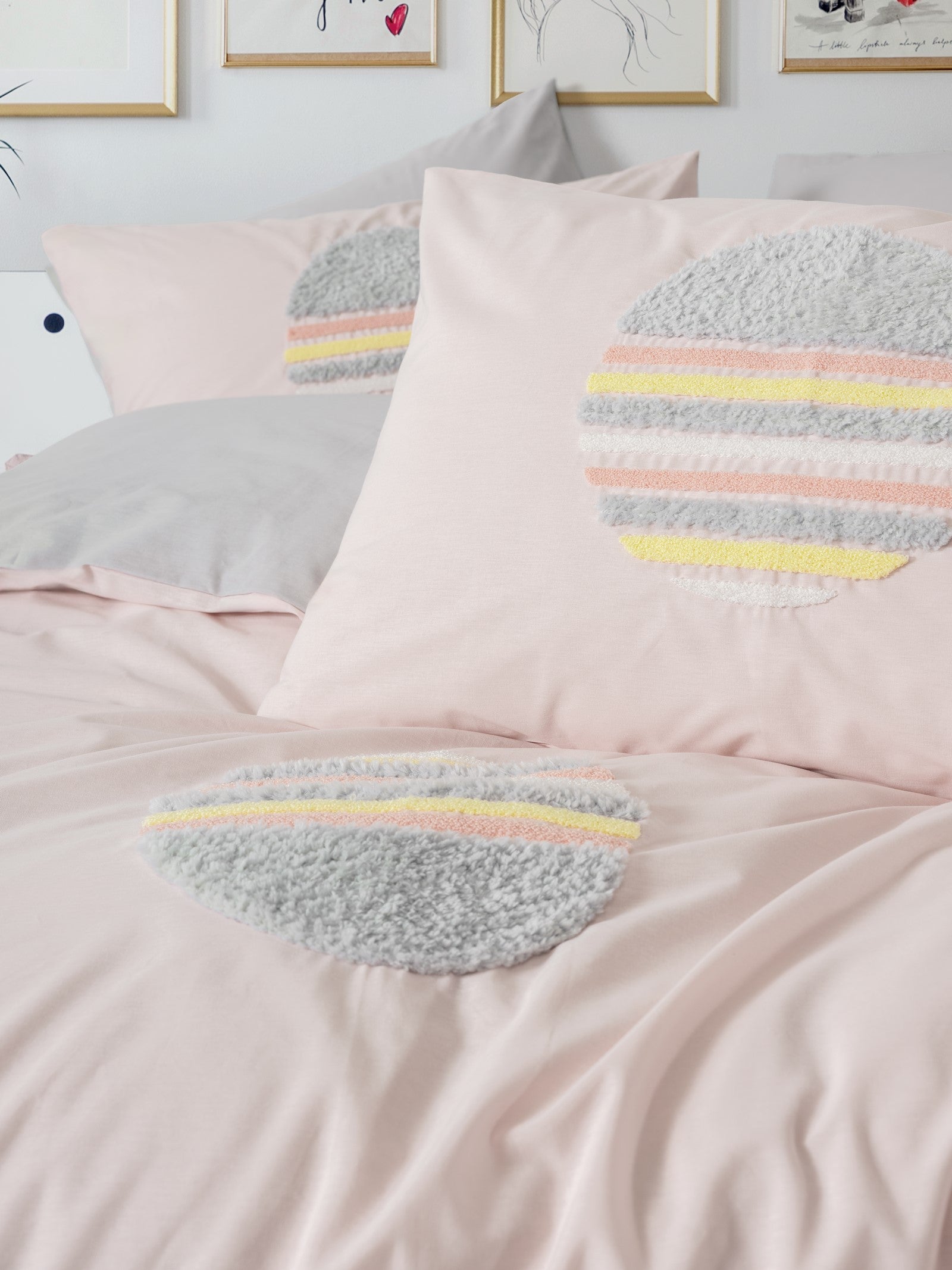 Cotton Box Puff Nakışlı Çift Kişilik Nevresim Takımı Tuft Gri