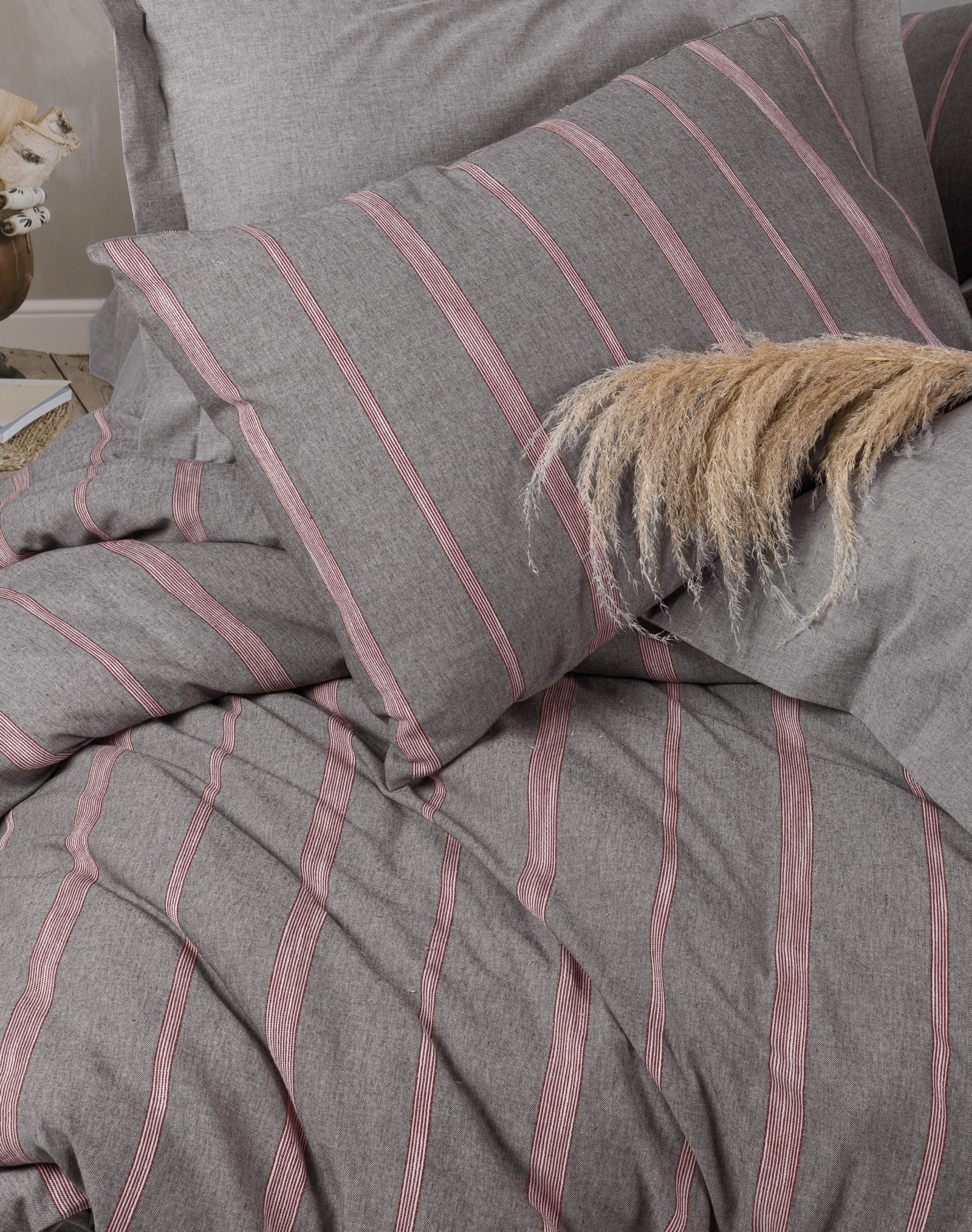 Cotton Box-Ribbed Çift Kişilik Nevresim Takımı Barisan Gri-Nevresim Takımı-2-Milagron.com