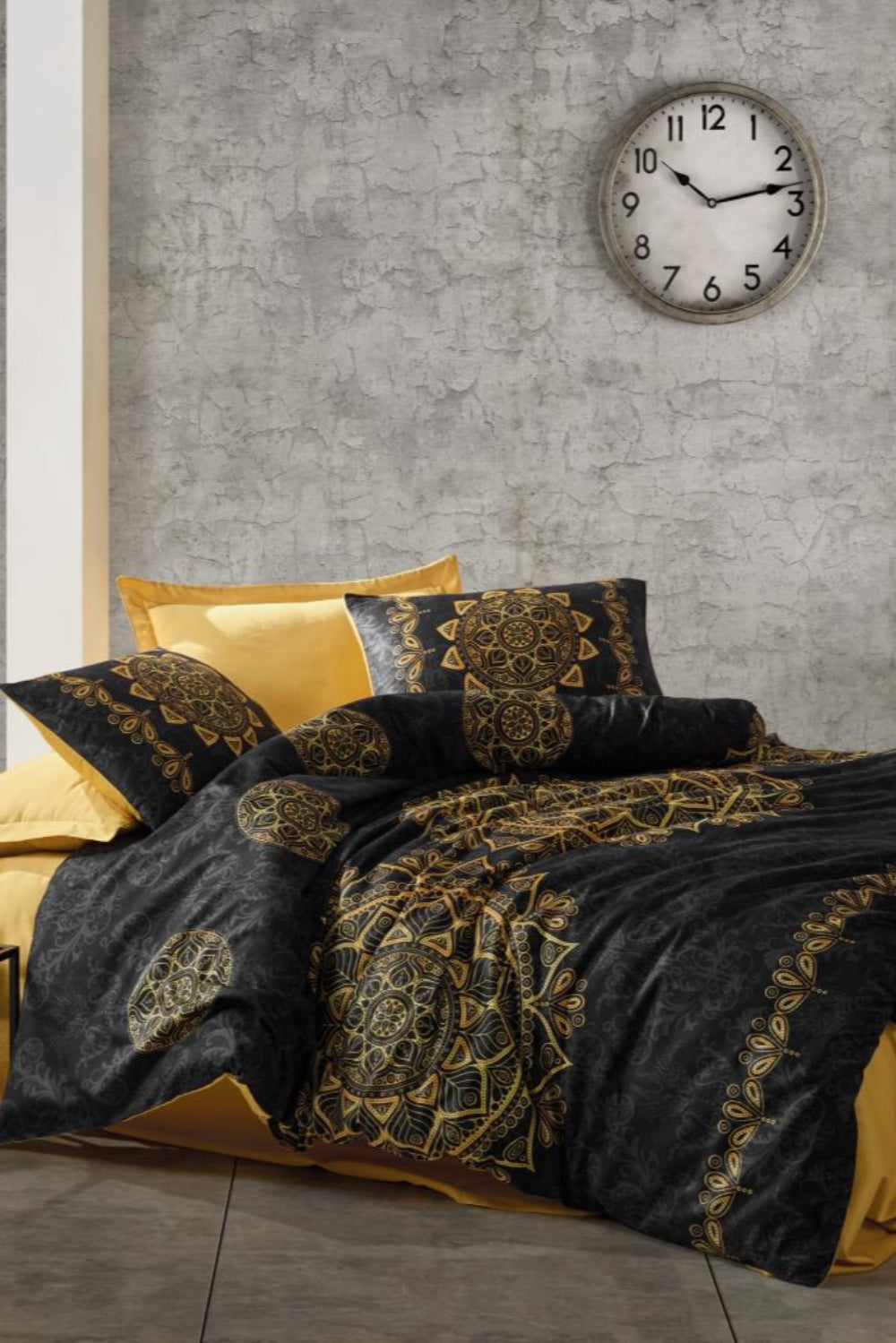 Cotton Box-Saten Çift Kişilik Nevresim Takımı Alvina Gold-Nevresim Takımı-1-Milagron.com