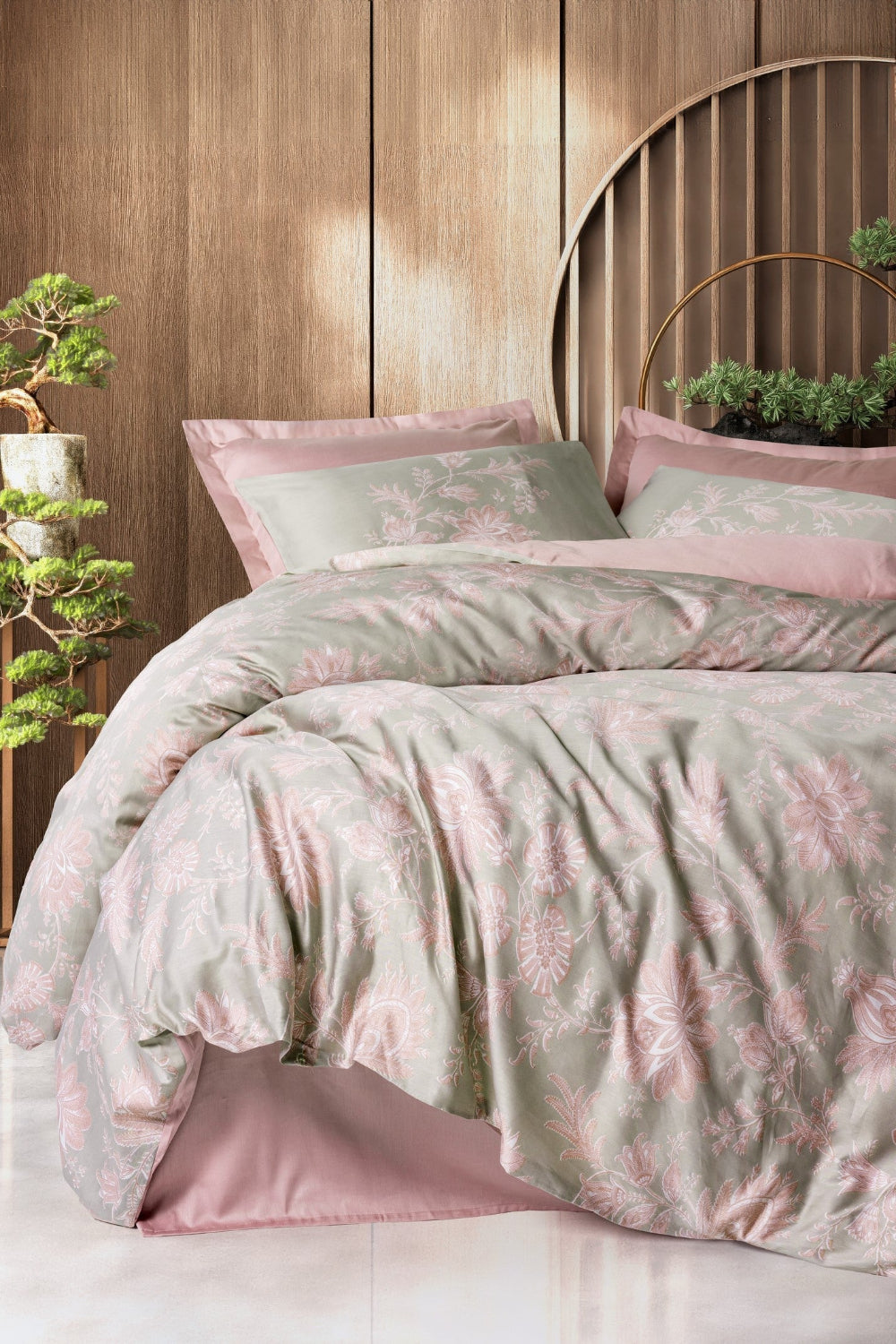 Cotton Box-Saten Çift Kişilik Nevresim Takımı Betula Pudra-Nevresim Takımı-1-Milagron.com