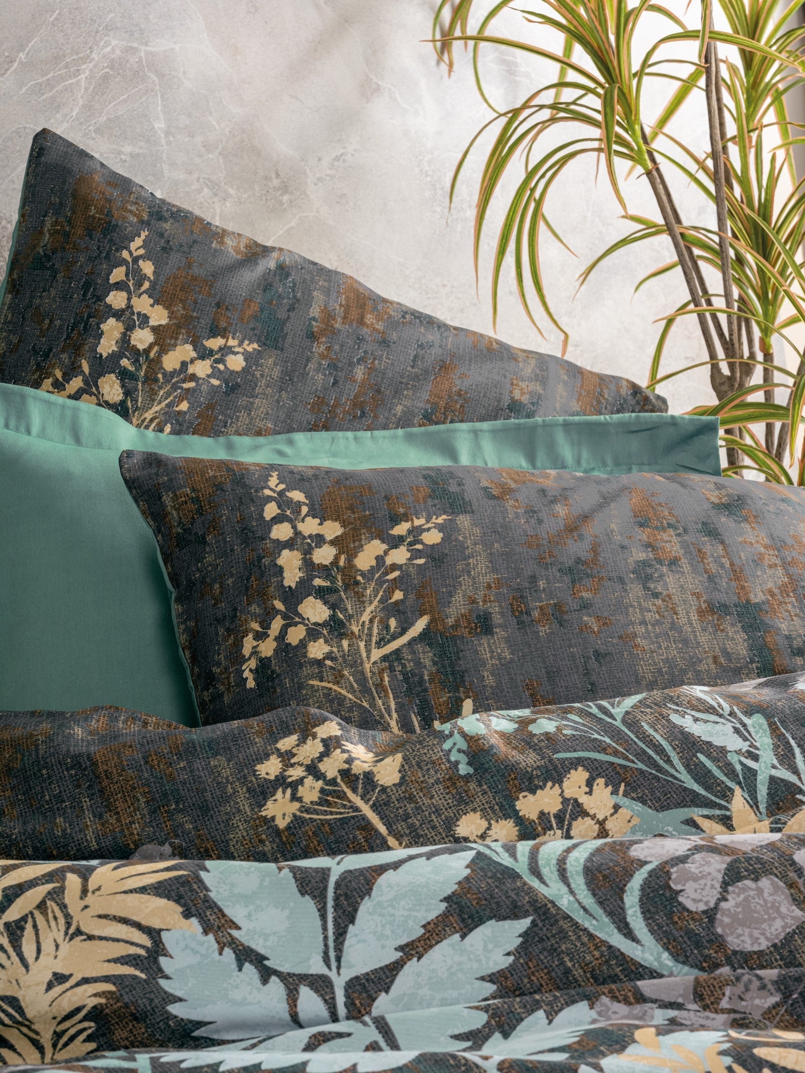 Cotton Box-Saten Çift Kişilik Nevresim Takımı Clorasa Mint-Nevresim Takımı-2-Milagron.com