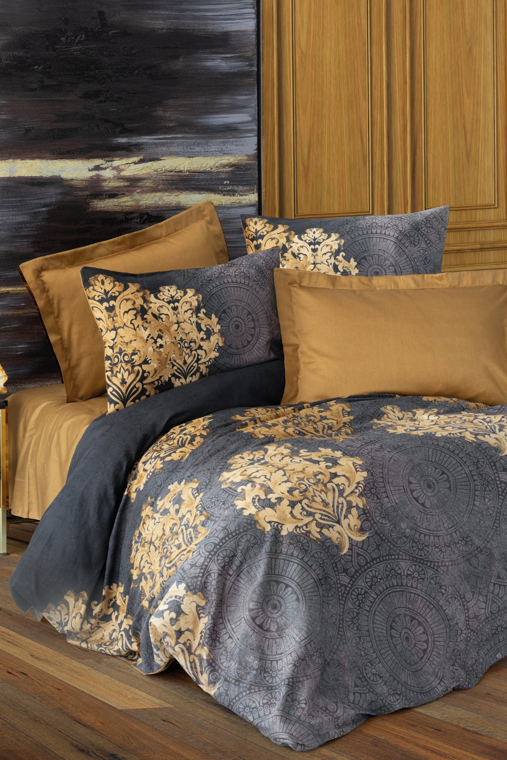 Cotton Box-Saten Çift Kişilik Nevresim Takımı Jadira Bej-Nevresim Takımı-1-Milagron.com