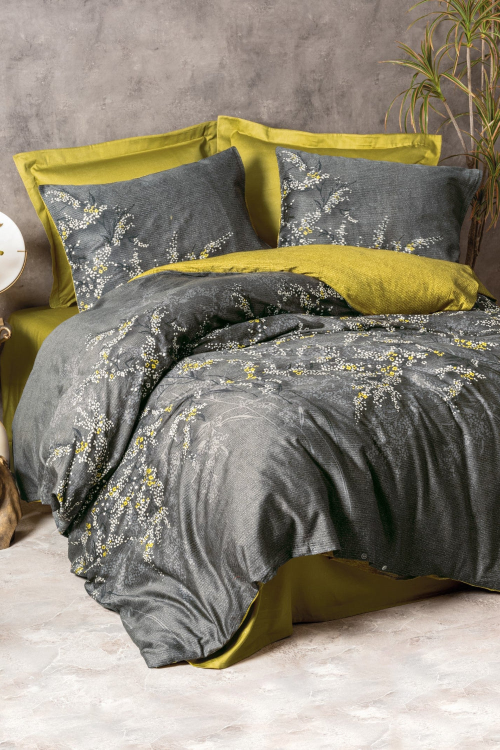 Cotton Box-Saten Çift Kişilik Nevresim Takımı Libby Yeşil-Nevresim Takımı-1-Milagron.com