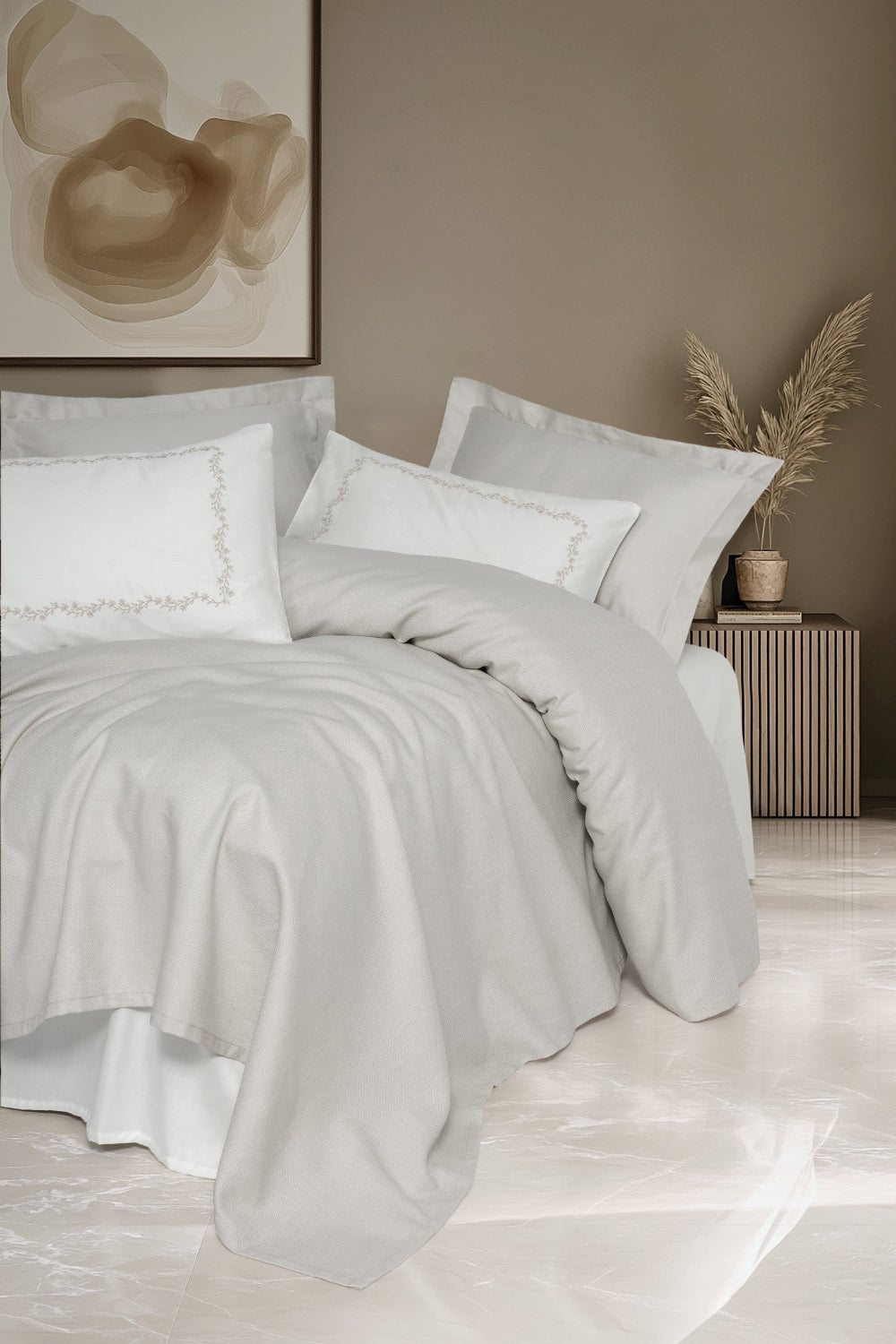 Cotton Box-Serenity Bambu Çift Kişilik Pike Takımı Filima Bej-Nevresim Takımı-1-Milagron.com