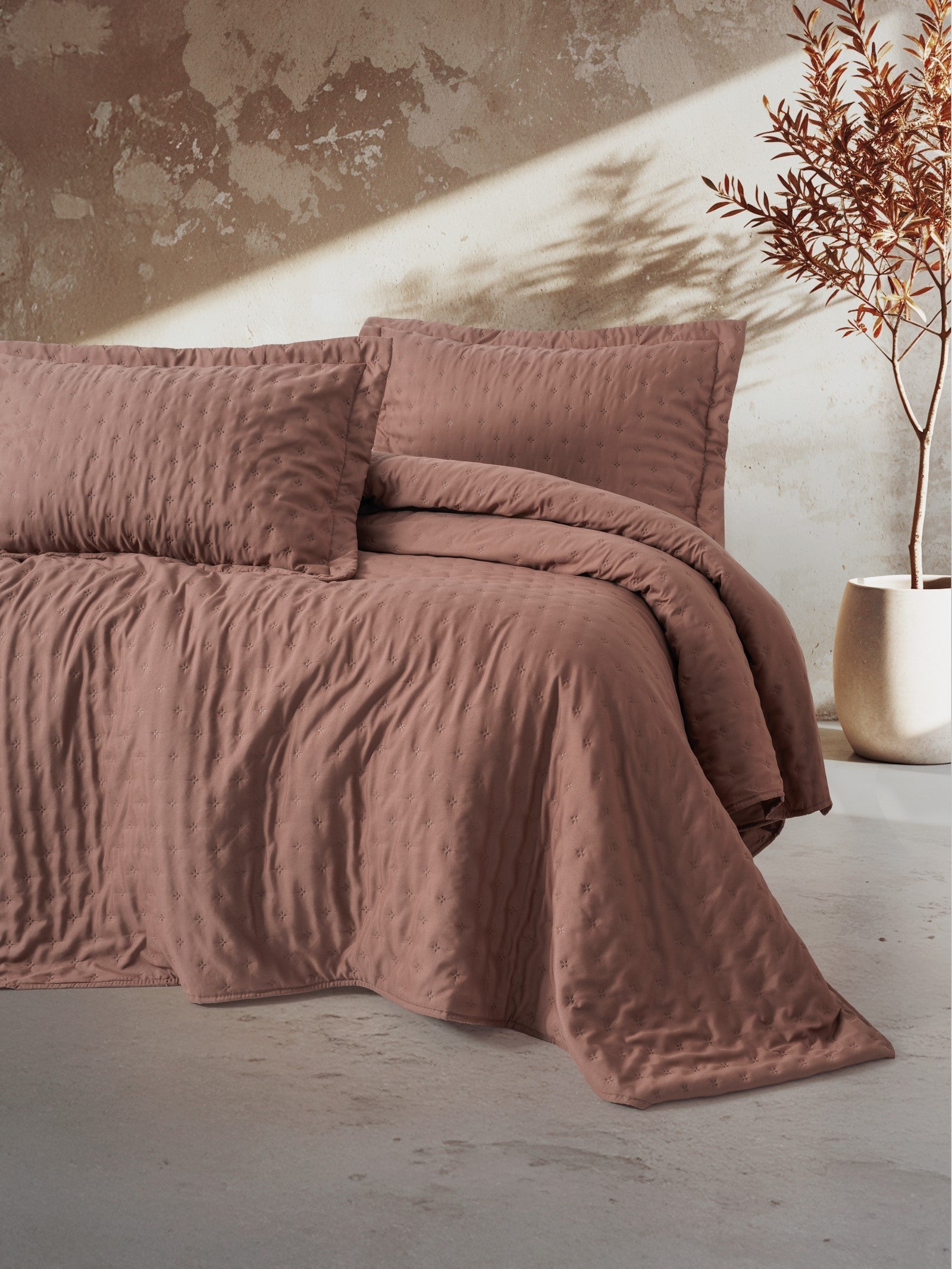 Cotton Box Serra Çift Kişilik Yatak Örtüsü Niva Gül Kurusu