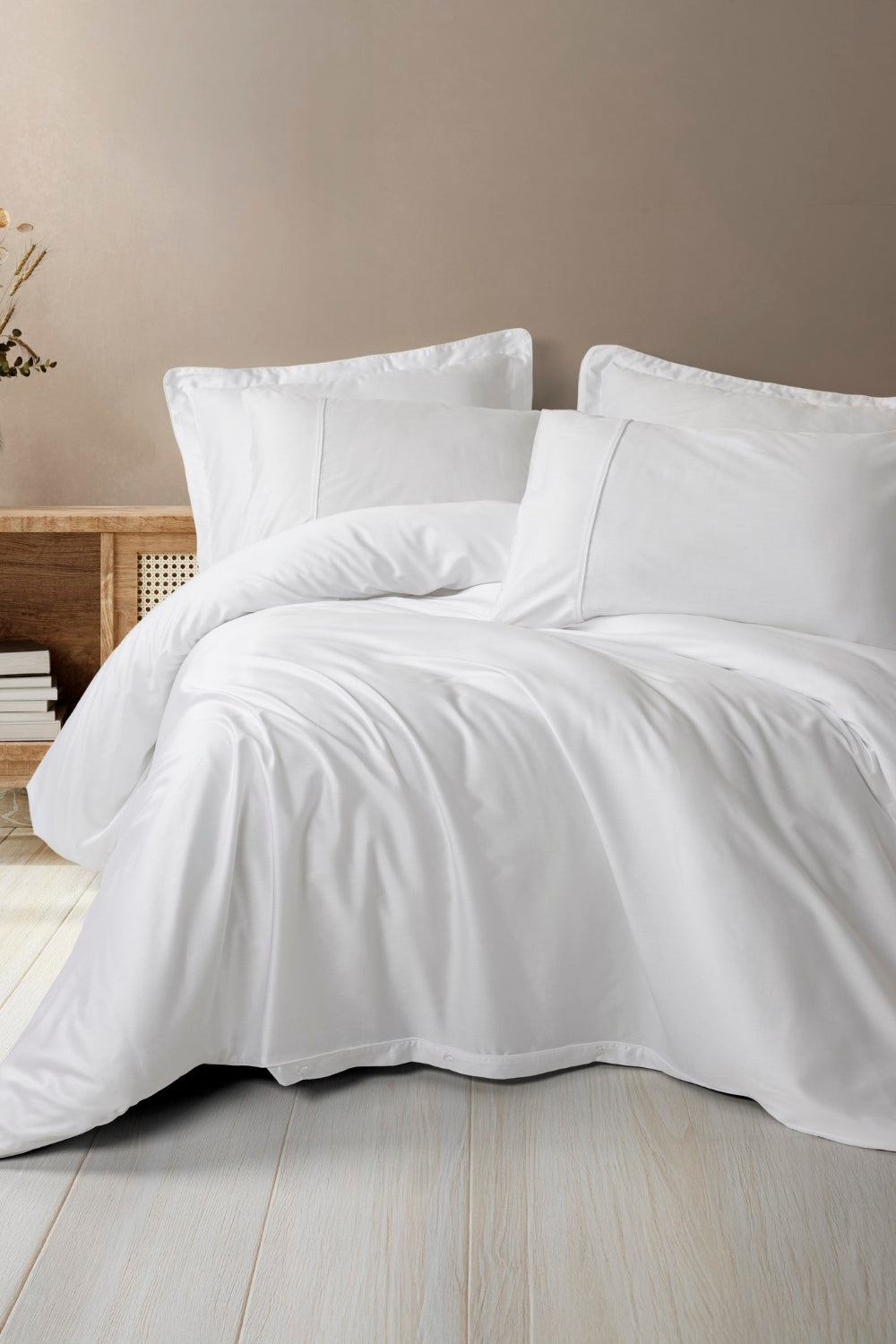 Cotton Box-Silky Saten Çift Kişilik Nevresim Takımı Beyaz-Nevresim Takımı-1-Milagron.com