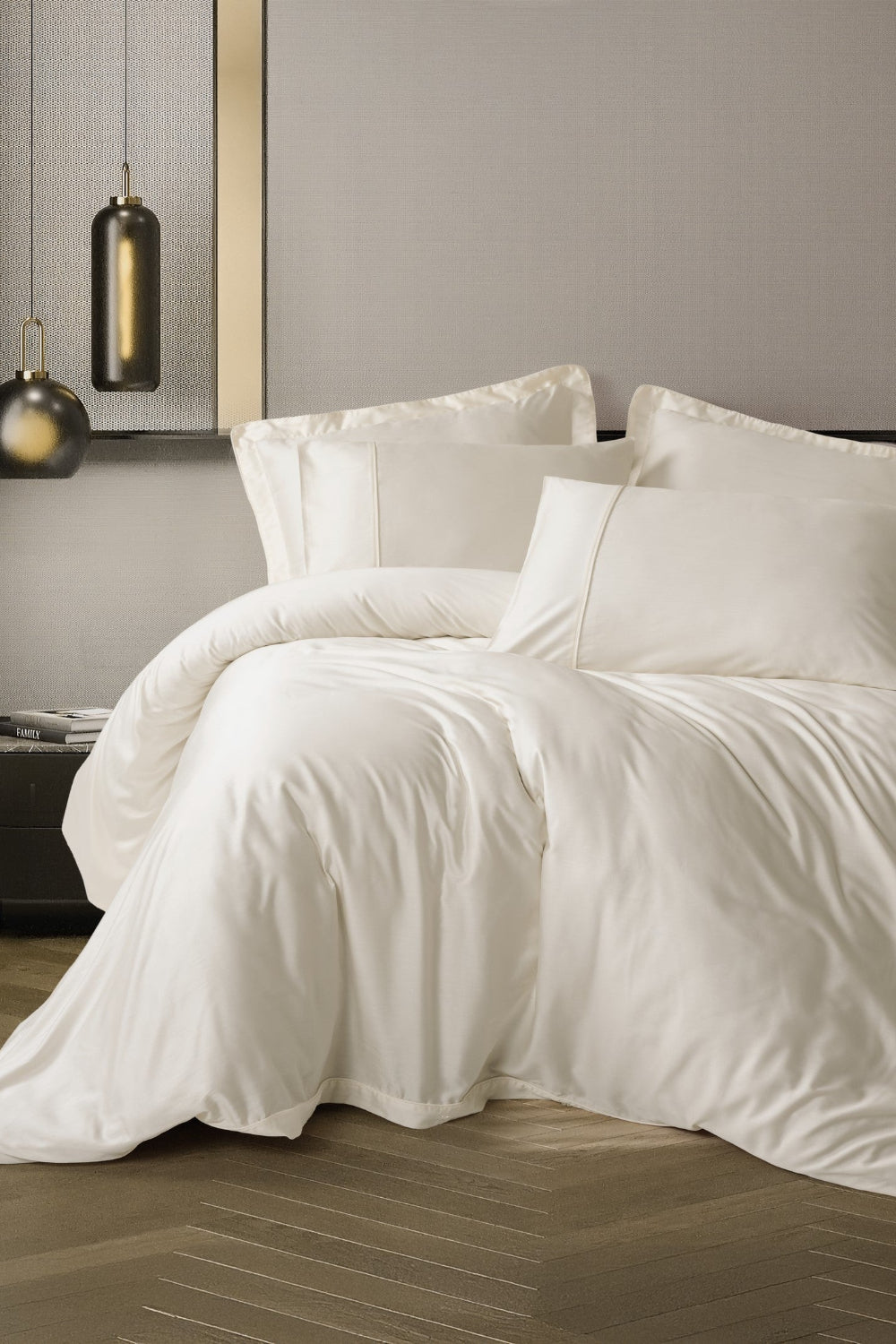 Cotton Box-Silky Saten Çift Kişilik Nevresim Takımı Ekru-Nevresim Takımı-1-Milagron.com