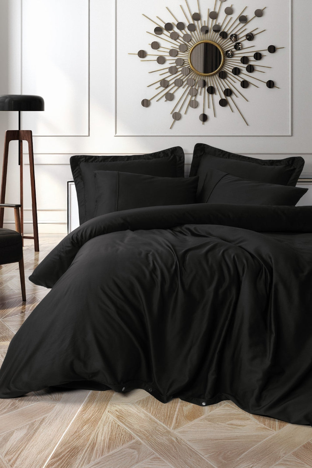 Cotton Box-Silky Saten Çift Kişilik Nevresim Takımı Siyah-Nevresim Takımı-1-Milagron.com