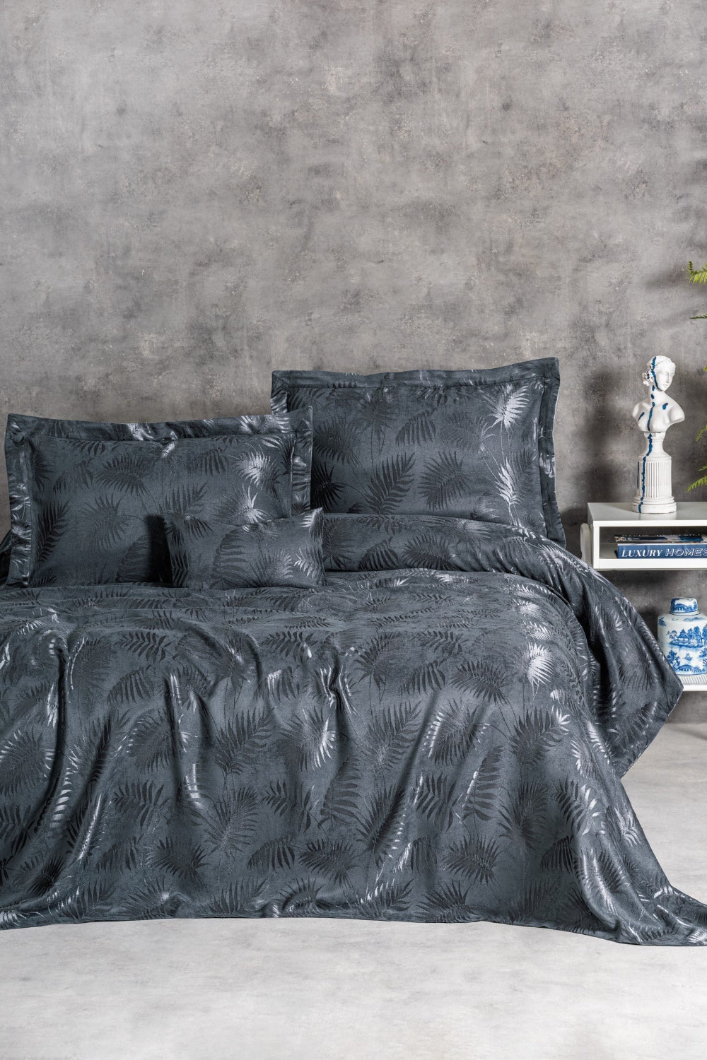 Cotton Box-Smart Çift Kişilik Yatak Örtüsü Dafne Mavi-Yatak Örtüsü-1-Milagron.com