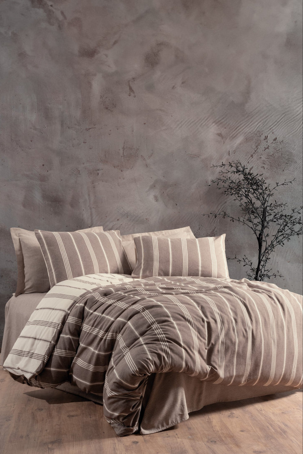 Cotton Box-Smooth Çift Kişilik Nevresim Takımı Jamira Kahve-Nevresim Takımı-1-Milagron.com