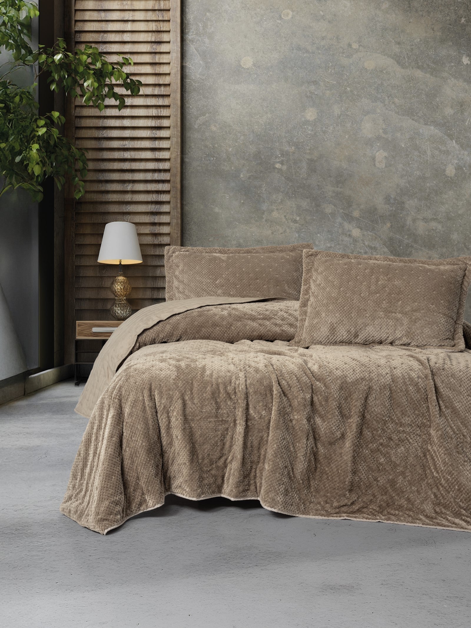 Cotton Box Softnest Çift Kişilik Yatak Örtüsü Boleta Bej