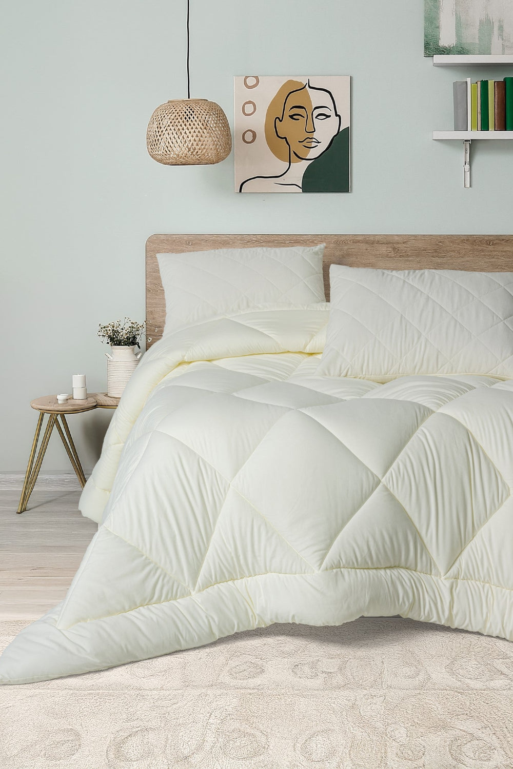 Cotton Box-Softwash Çift Kişilik Yorgan Seti Ekru 180x200 Lastikli Çarşaf-Yorgan-1-Milagron.com