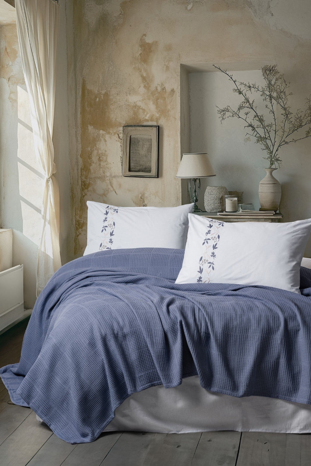 Cotton Box-Spin Tek Kişilik Pike Takımı Cora Indigo-Pike Takımı-1-Milagron.com