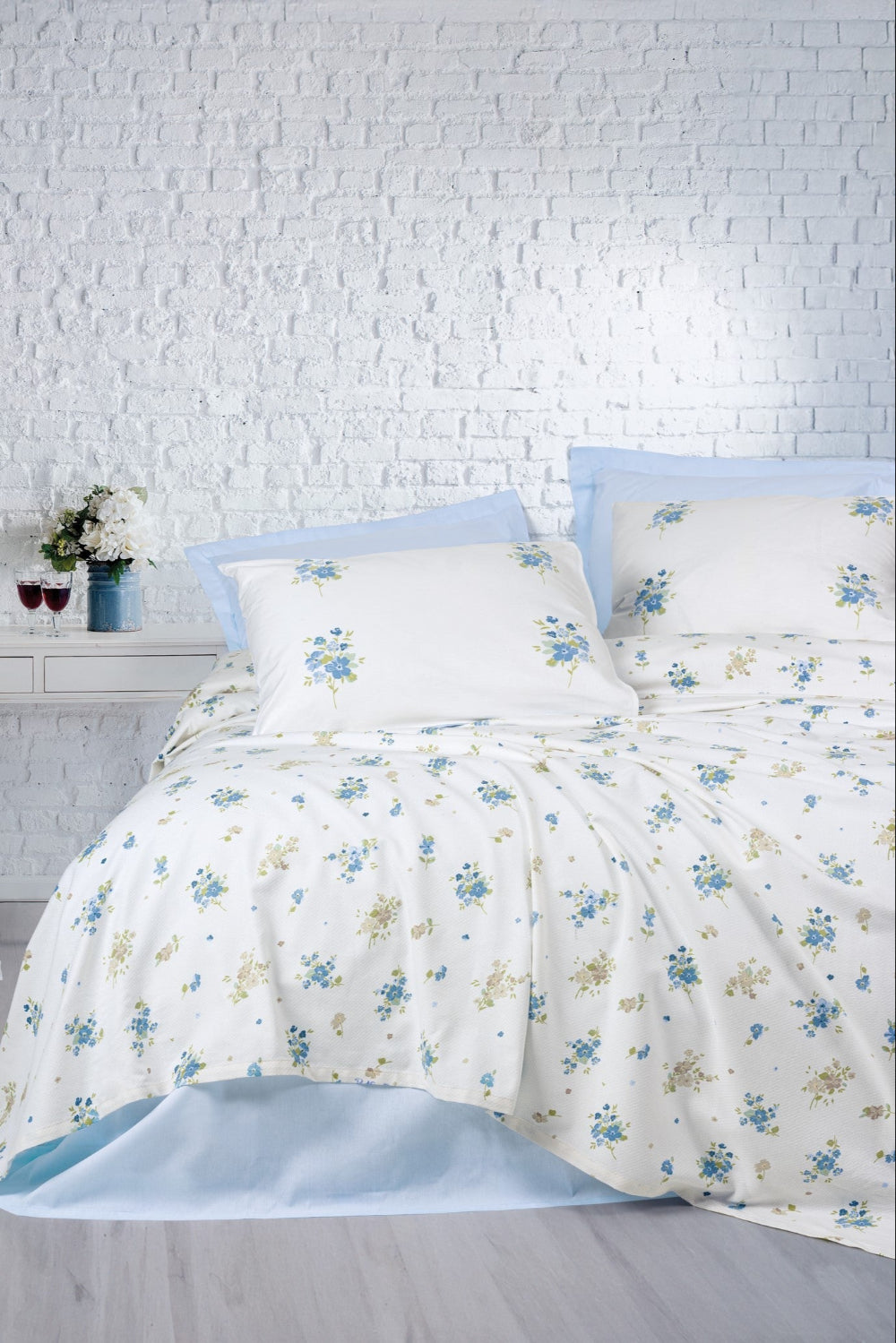 Cotton Box-Cotton Box Sweet çift Kişilik Pike Takımı Bellus Mavi-Çift Kişilik Pike Takımı-1-Milagron.com