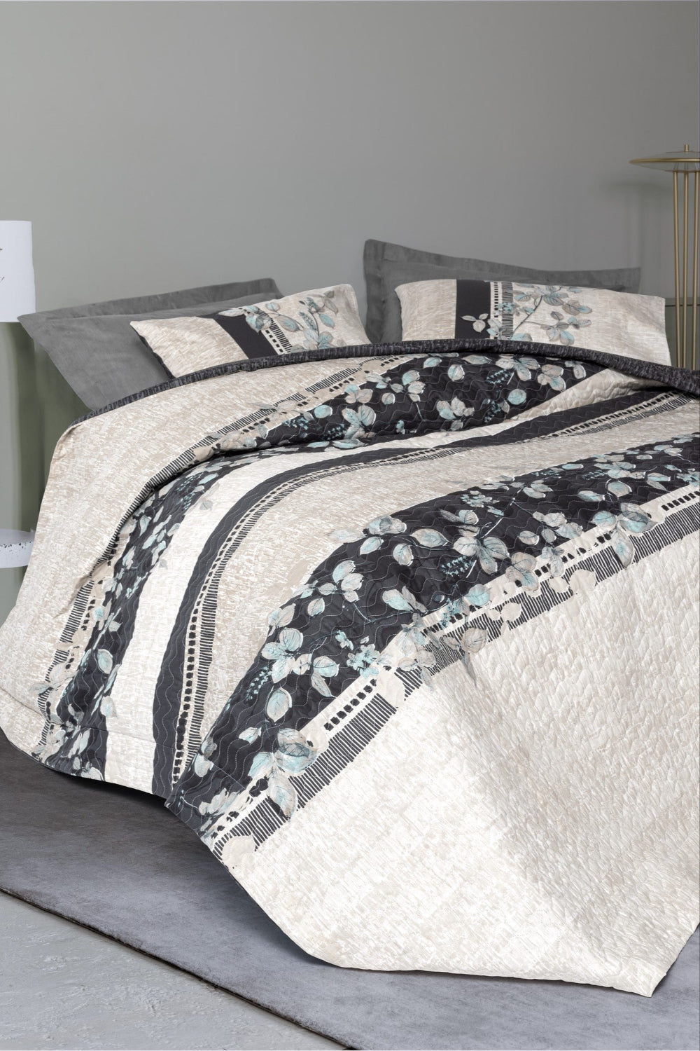 Cotton Box-Tek Kişilik Complete Set Lehlare Antrasit-Nevresim Takımı-1-Milagron.com