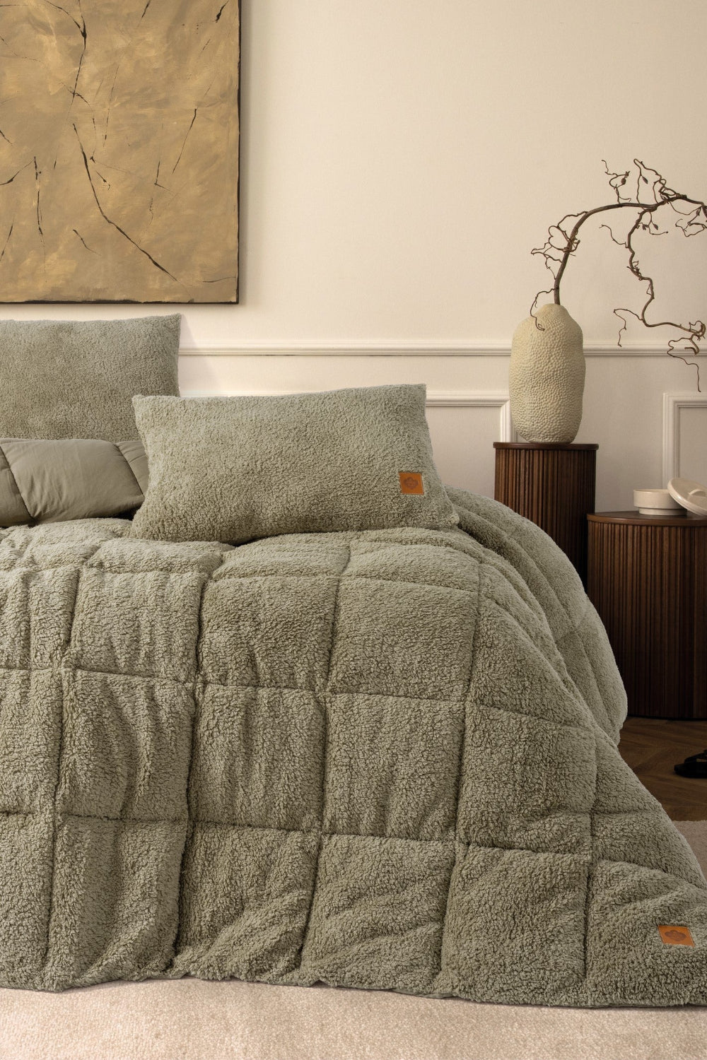 Cotton Box-Tek Kişilik Peluş Yorgan Seti Taş 155x215 Cm-Yorgan-1-Milagron.com