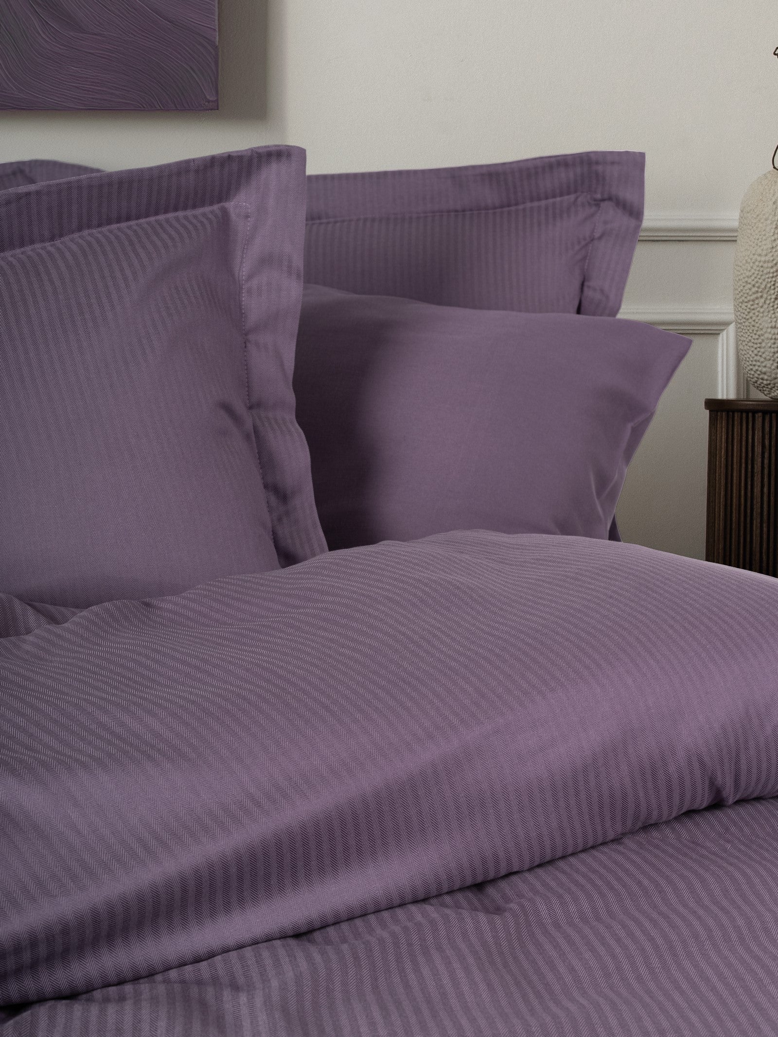 Cotton Box-Tensel Craft Çift Kişilik Nevresim Takımı Mürdüm-Nevresim Takımı-2-Milagron.com