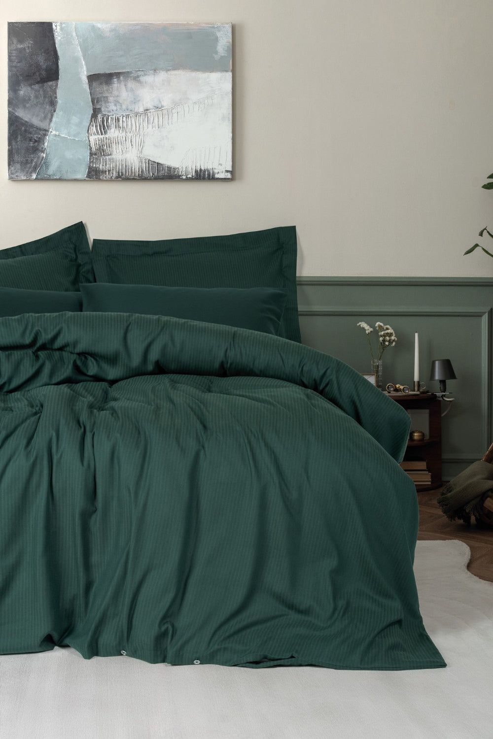 Cotton Box-Tensel Craft Çift Kişilik Nevresim Takımı Petrol-Nevresim Takımı-1-Milagron.com