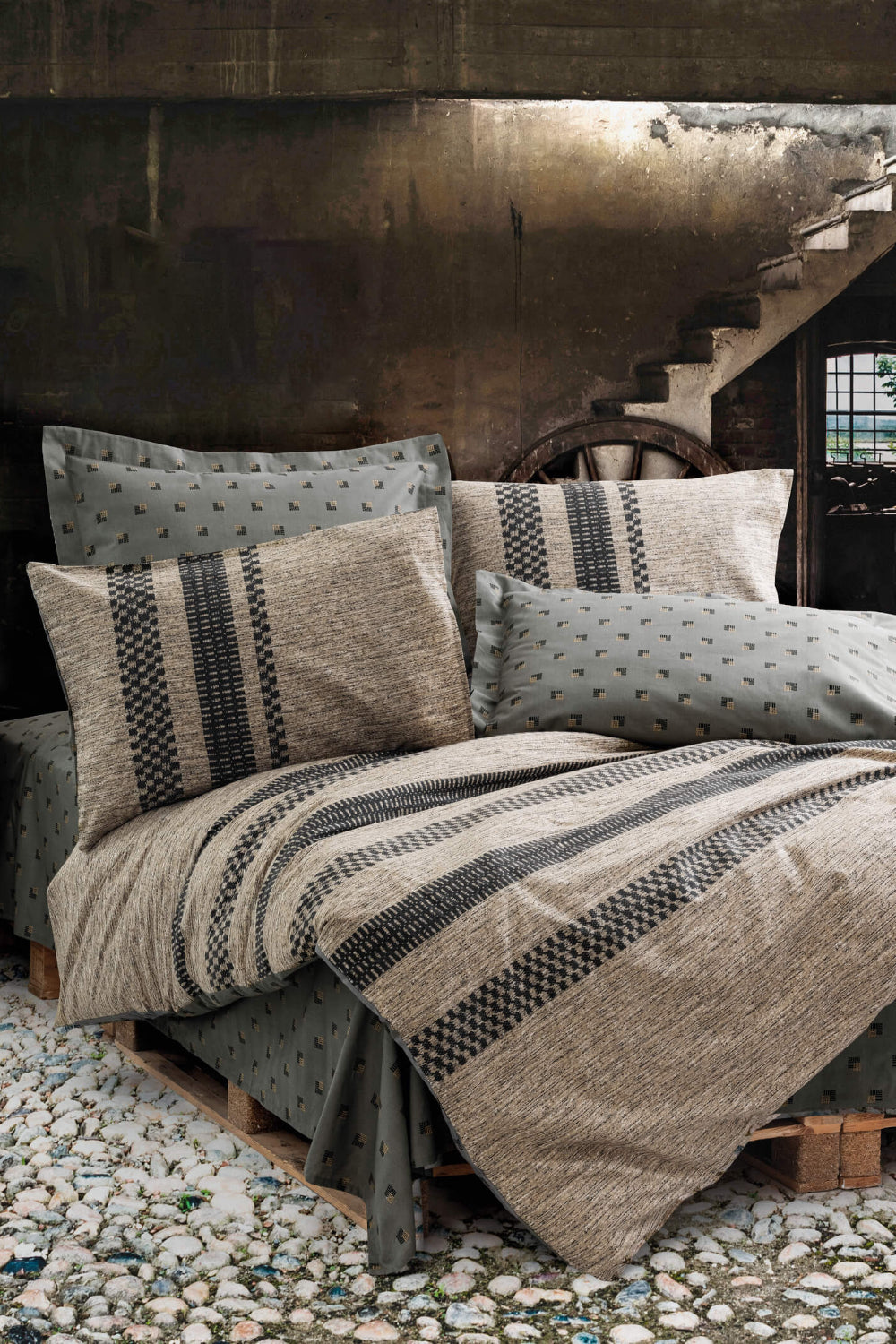 Cotton Box-Toprak Çift Kişilik Nevresim Takımı Arlo Kahve-Nevresim Takımı-1-Milagron.com