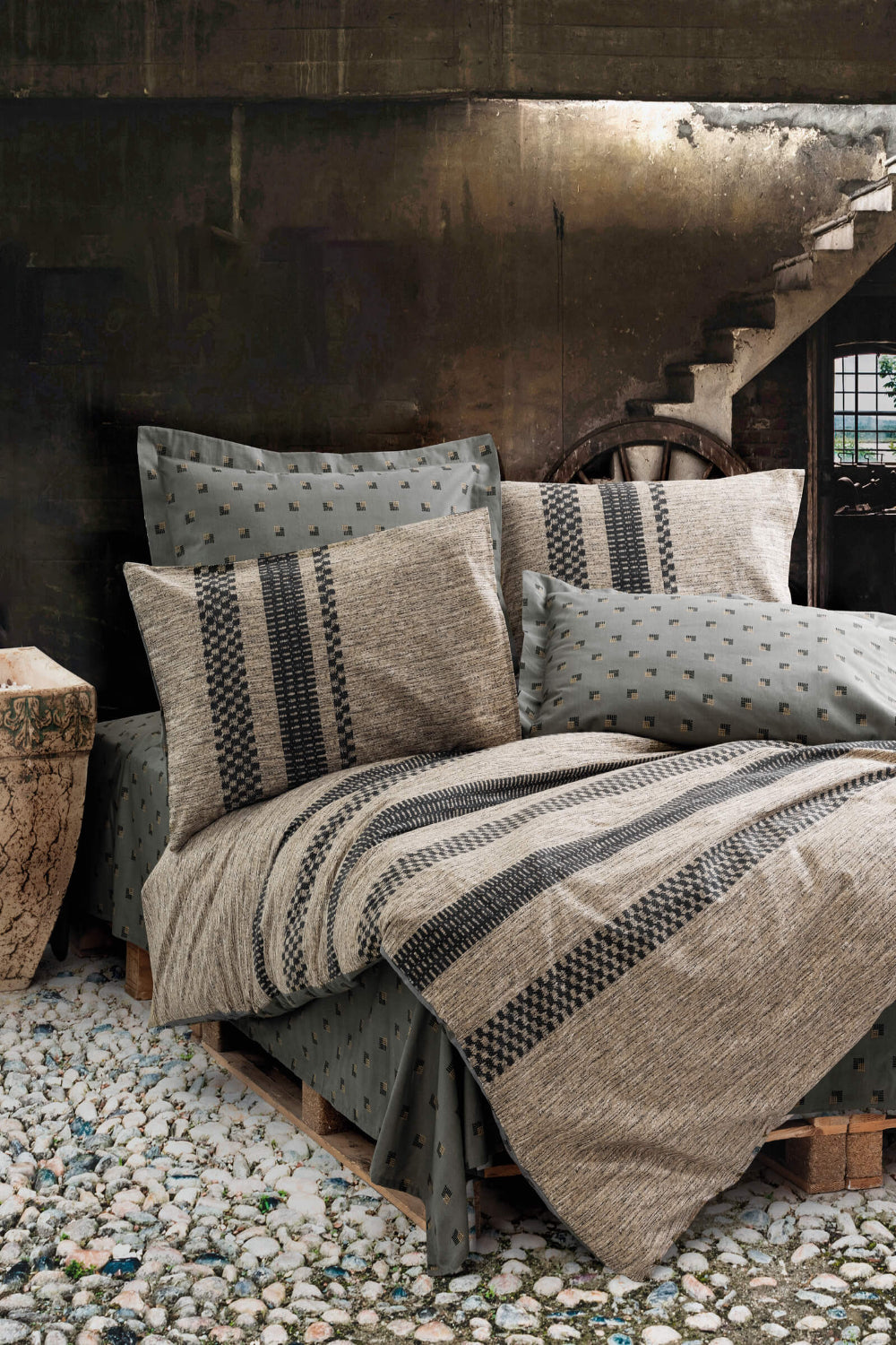 Cotton Box-Cotton Box Toprak Tek Kişilik Nevresim Takımı Arlo Kahve-Tek Kişilik Nevresim Takımı-1-Milagron.com