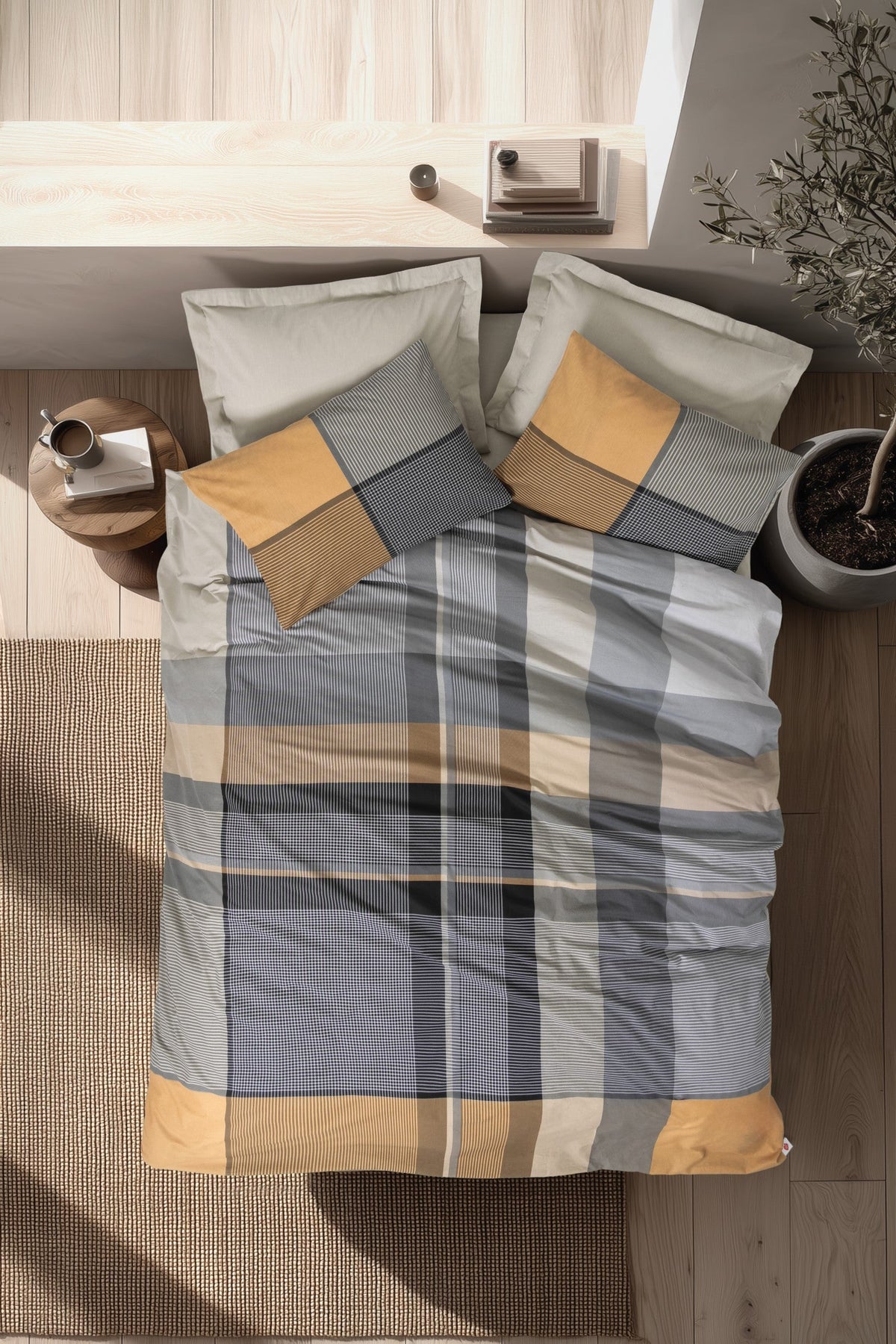 Cotton Box-Torvi Nevresim Takımı, Bej - Çift Kişilik Lastikli Çarşaflı-Nevresim Takımı-1-Milagron.com